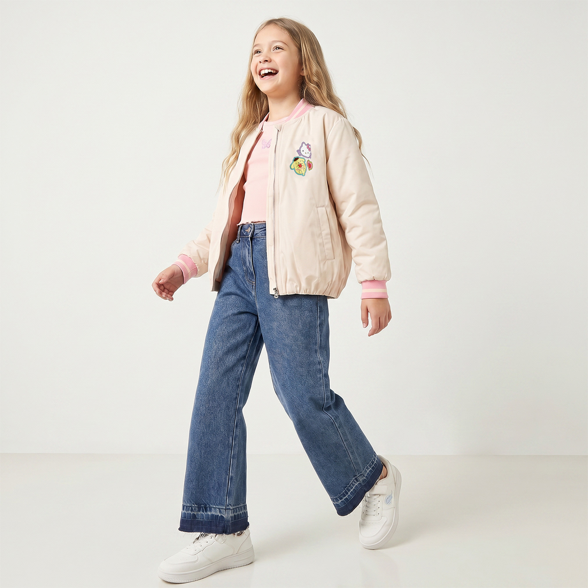 جاكيت بومبر بطبعة هالو كيتي بسحاب إغلاق من سانريو-girls-clothing-winterwear-jacketsandcoats-image-2