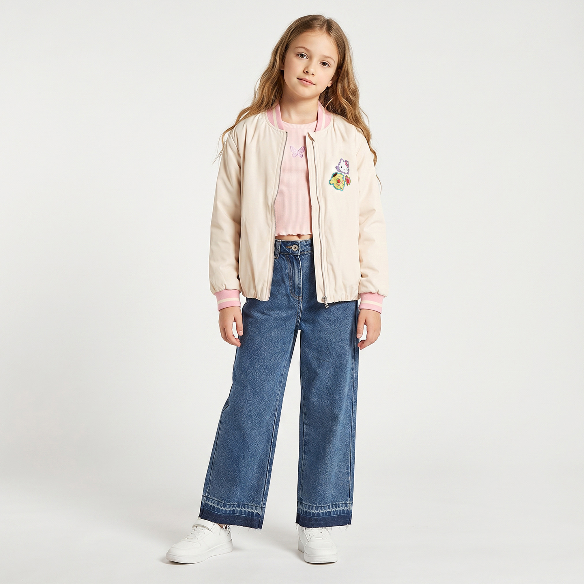 جاكيت بومبر بطبعة هالو كيتي بسحاب إغلاق من سانريو-girls-clothing-winterwear-jacketsandcoats-image-5