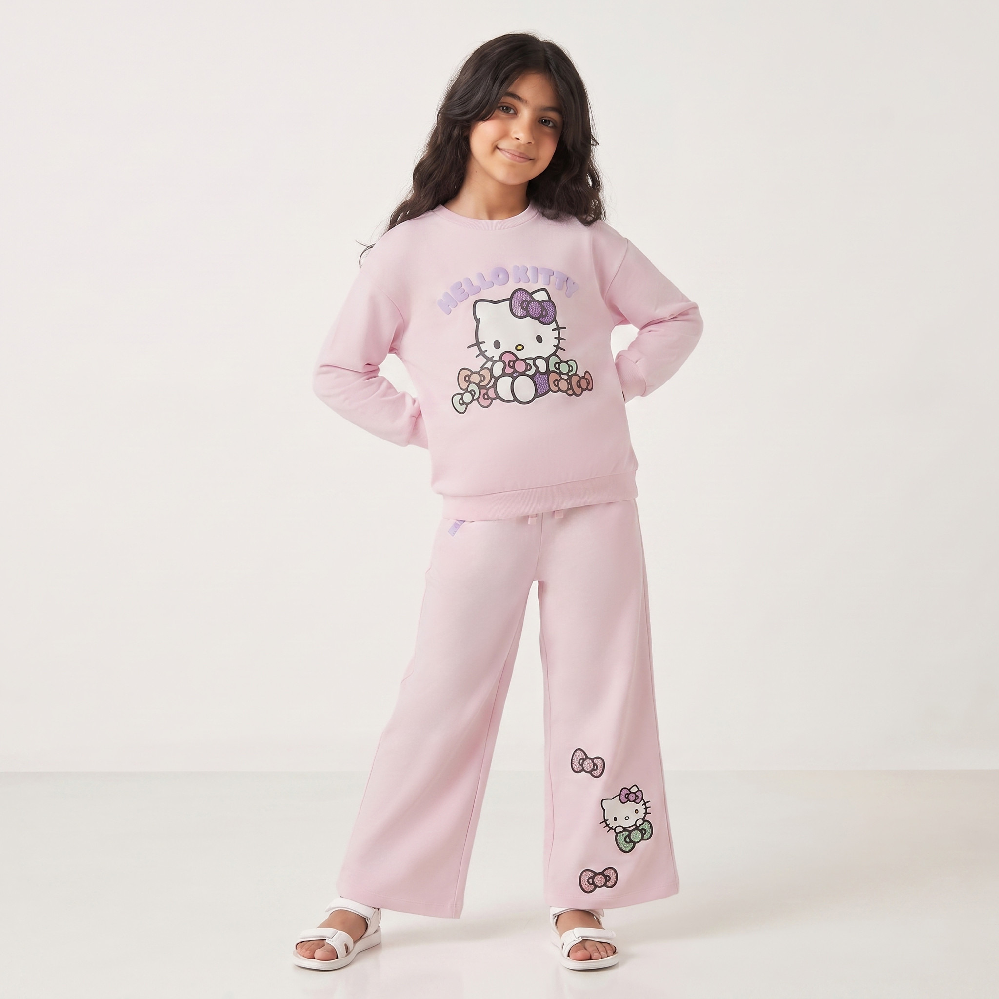 Sanrio Crew Neck Long Sleeves Sweatshirt and Pyjama Set with Hello Kitty Print-girls-clothing-setsandcoords-image-7