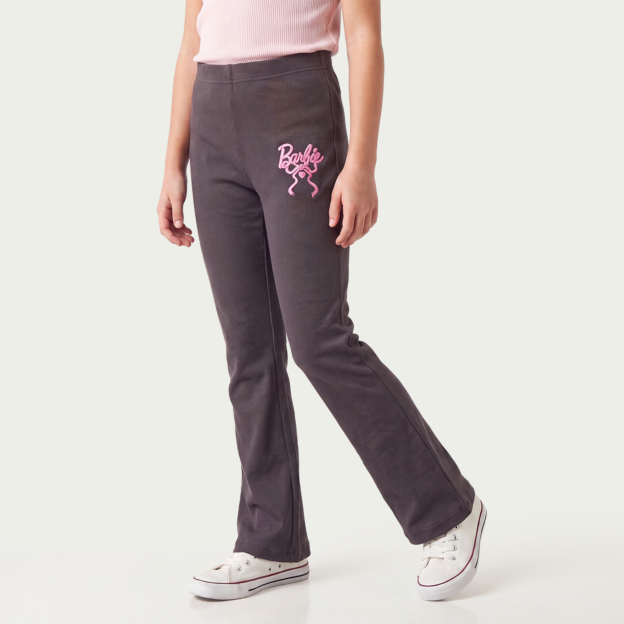 بنطلون ليقنز بحافة واسعة وبتطريزات باربي من ماتل-girls-clothing-bottoms-leggings-image-1