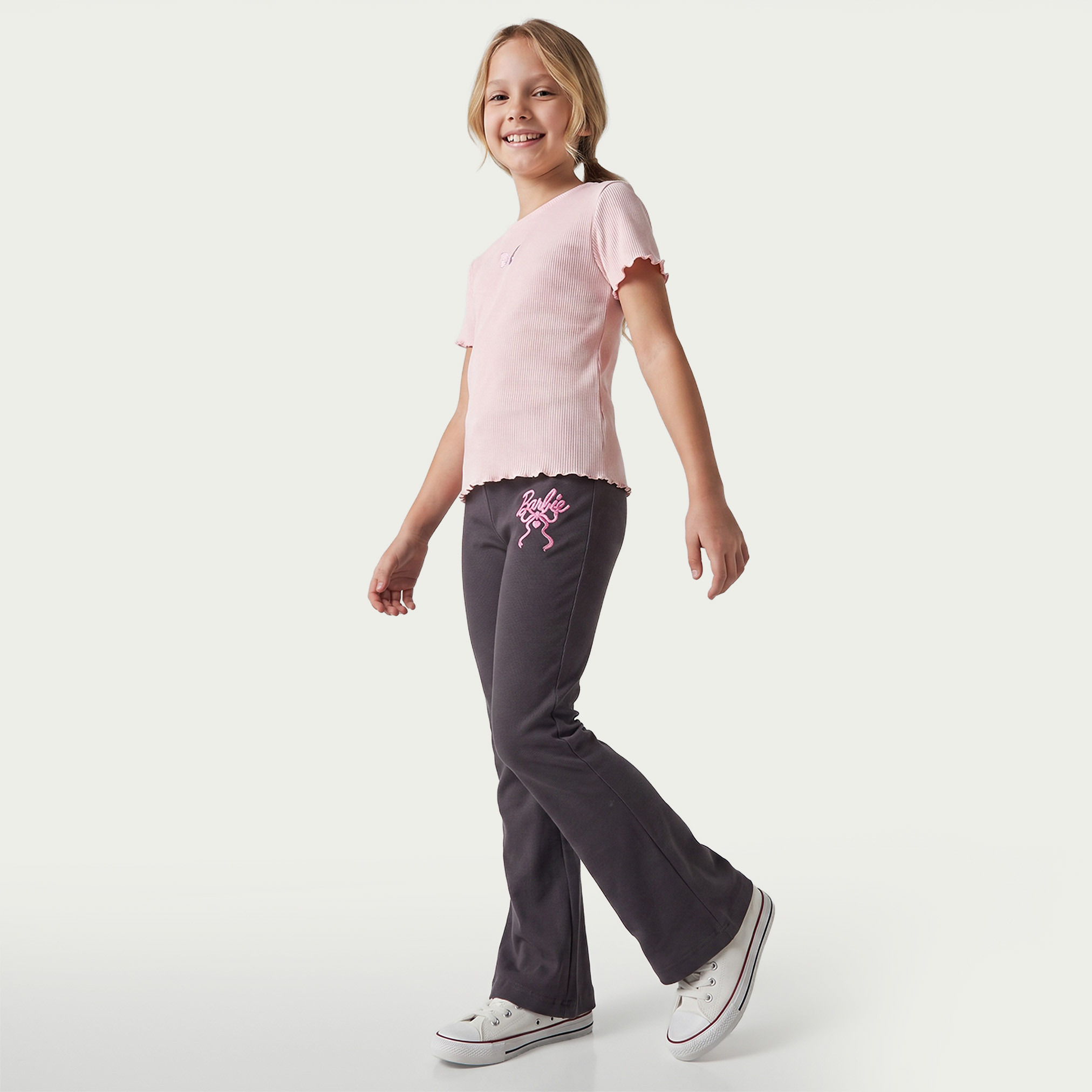 بنطلون ليقنز بحافة واسعة وبتطريزات باربي من ماتل-girls-clothing-bottoms-leggings-image-2