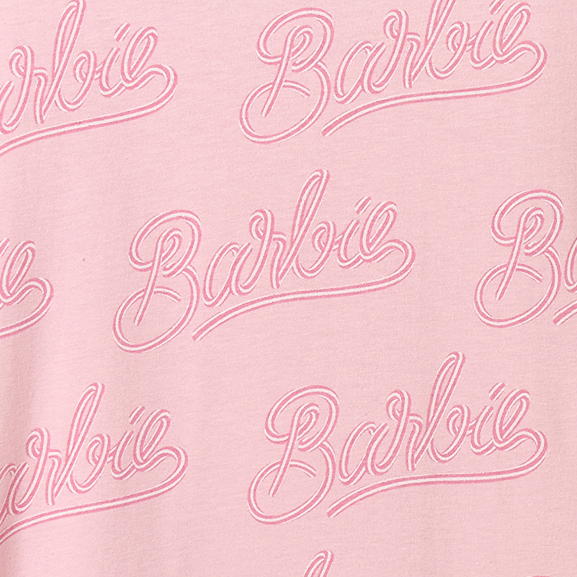 Round Neck Short Sleeves Knee Length A-line Dress with Barbie Print-girls-clothing-dressesandjumpsuits-image-3