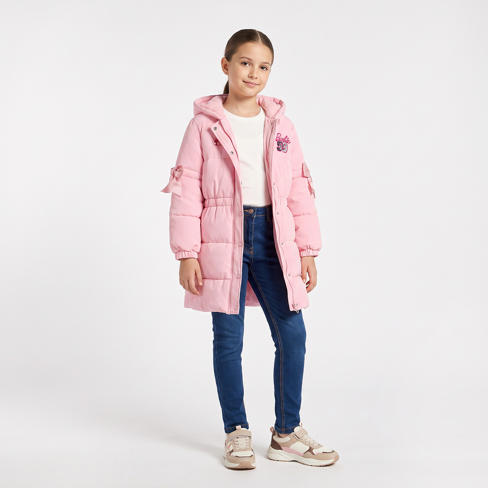 جاكيت بقبعة وتطريز شعار باربي-girls-clothing-winterwear-jacketsandcoats-image-2