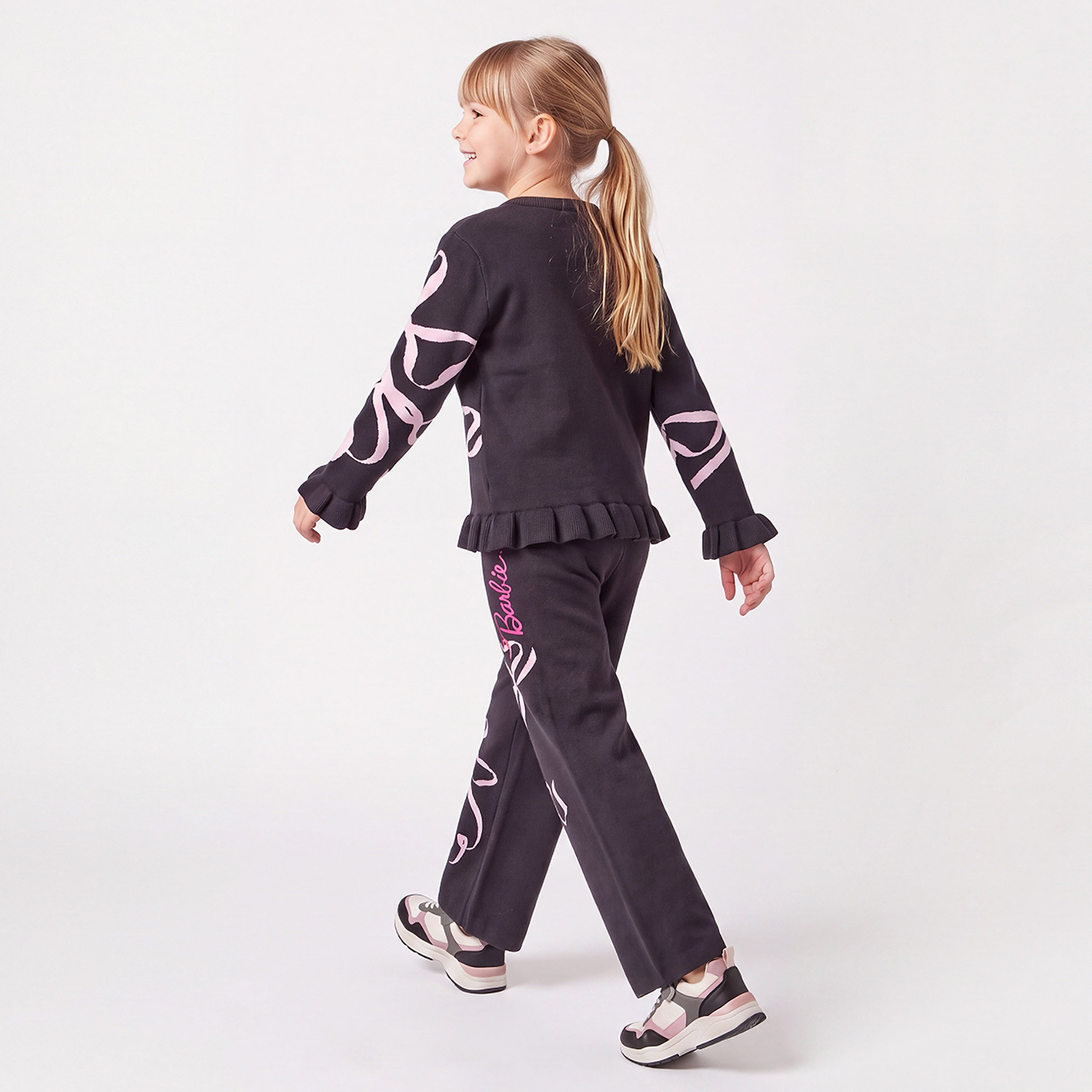 Crew Neck Long Sleeves Sweater and Pants Set with Barbie Embroidery-girls-clothing-setsandcoords-image-4