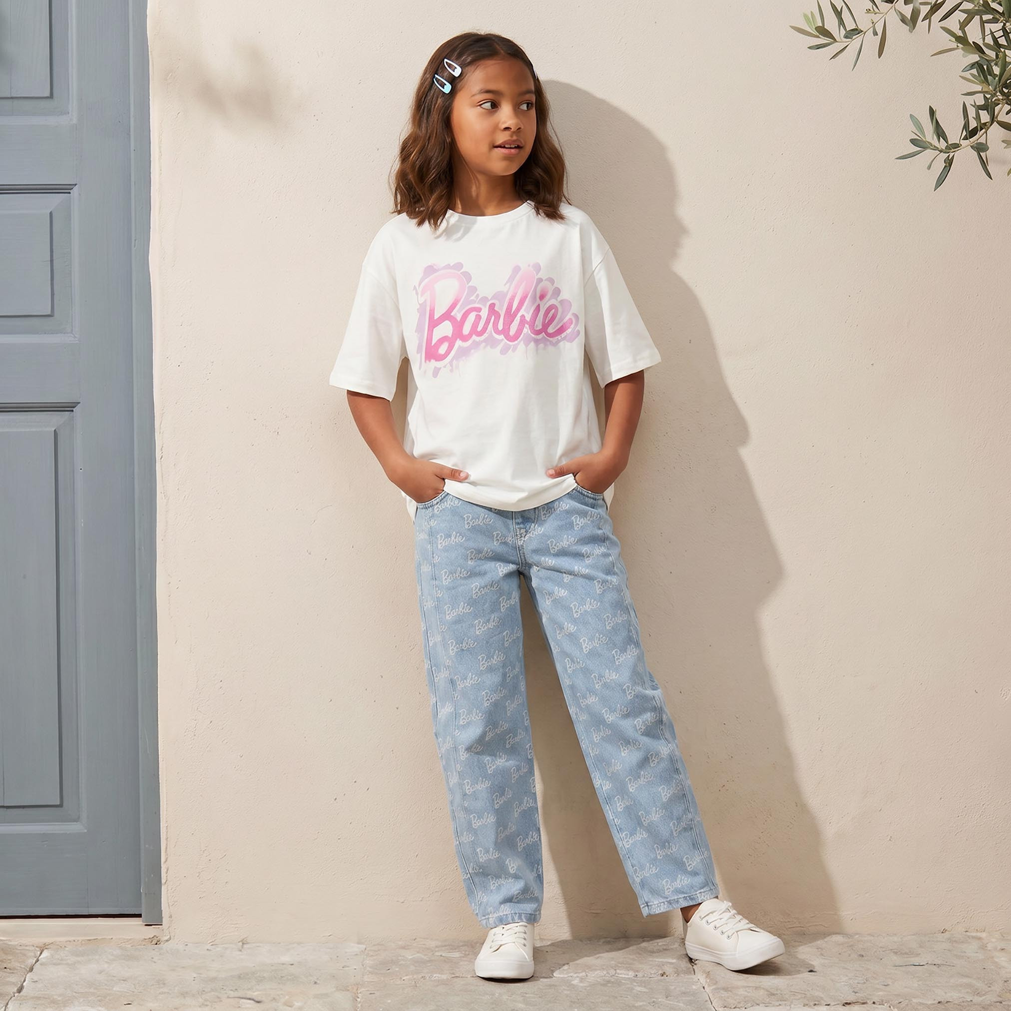 Barbie Print Jeans with Pockets-baby-boys-clothing-bottoms-jeans-image-2