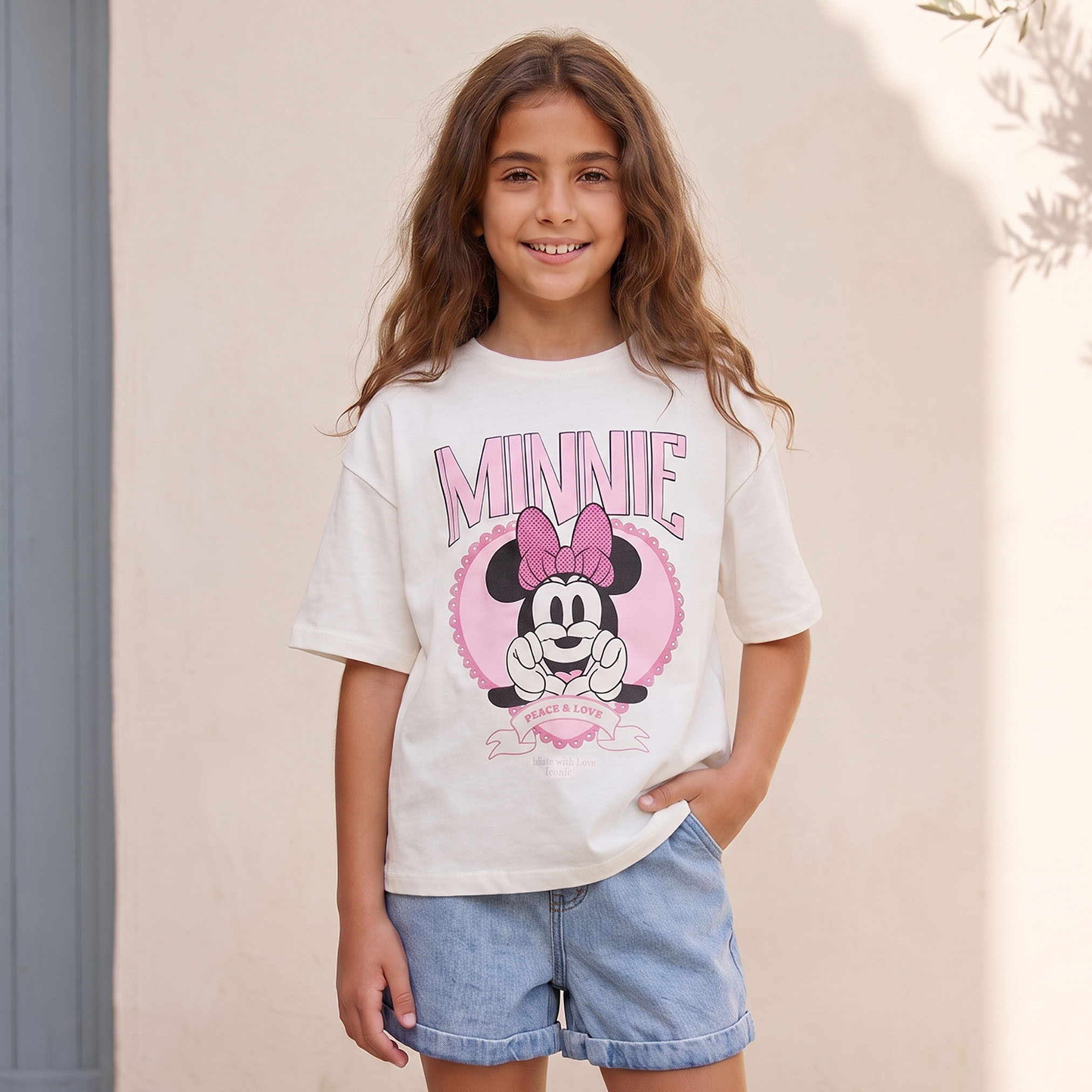 Disney Crew Neck Short Sleeves T-shirt with Minnie Mouse Print-girls-clothing-tshirts-image-1