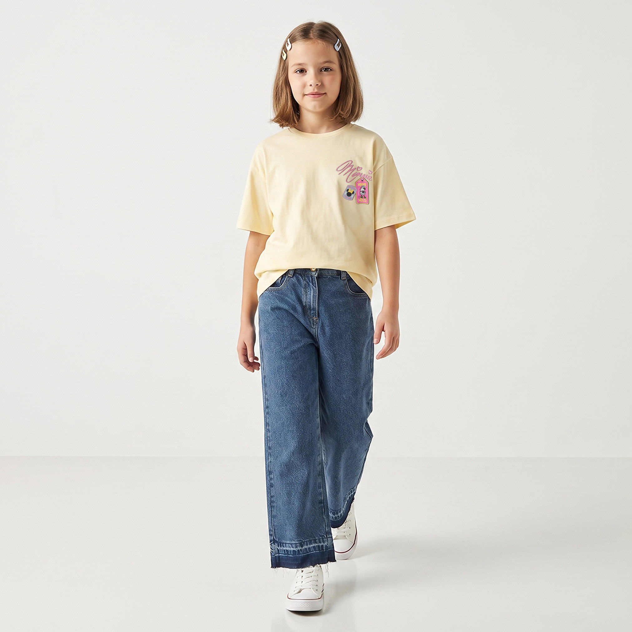 تيشيرت بياقة ضيقة بأكمام قصيرة وطبعات ميني ماوس من ديزني-girls-clothing-tshirts-image-3
