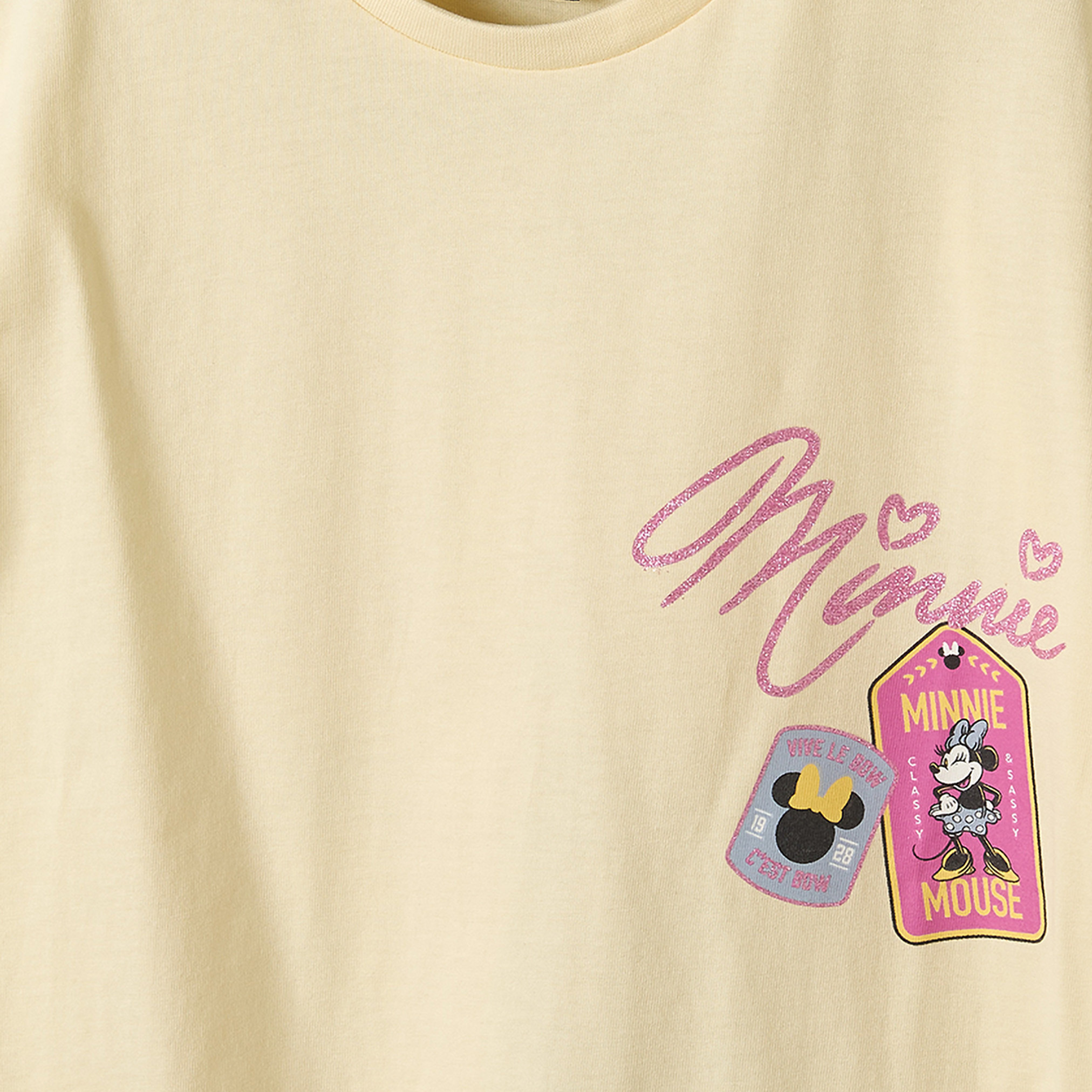 تيشيرت بياقة ضيقة بأكمام قصيرة وطبعات ميني ماوس من ديزني-girls-clothing-tshirts-image-5