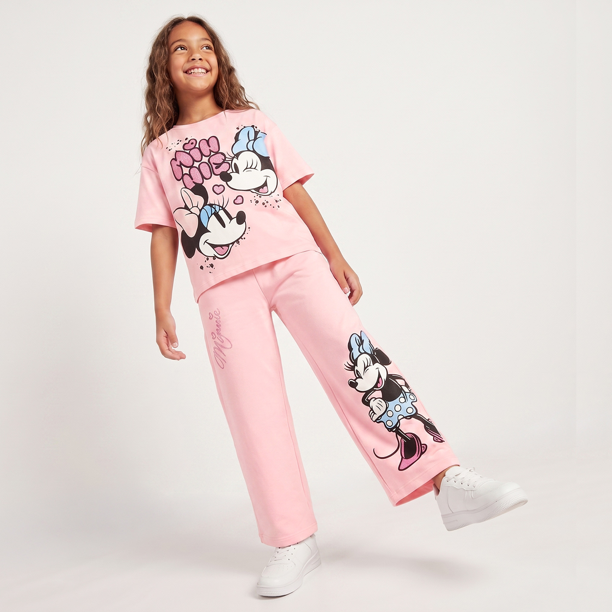 تيشيرت بياقة ضيقة وأكمام قصيرة بطبعات ميني ماوس من ديزني-girls-clothing-tshirts-image-3