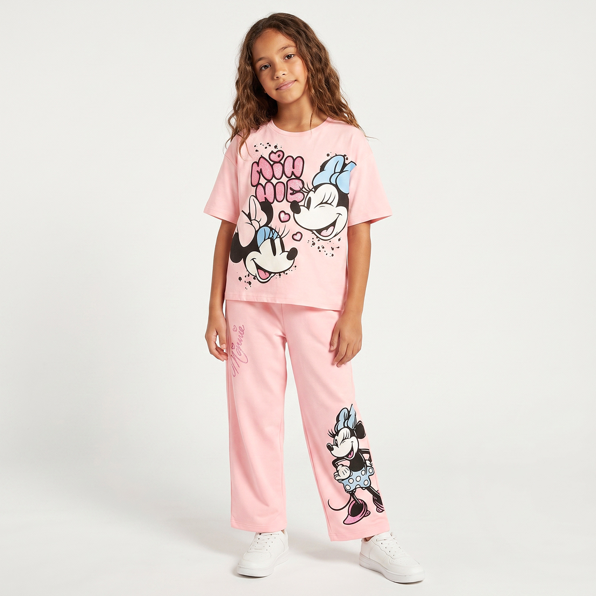 تيشيرت بياقة ضيقة وأكمام قصيرة بطبعات ميني ماوس من ديزني-girls-clothing-tshirts-image-5