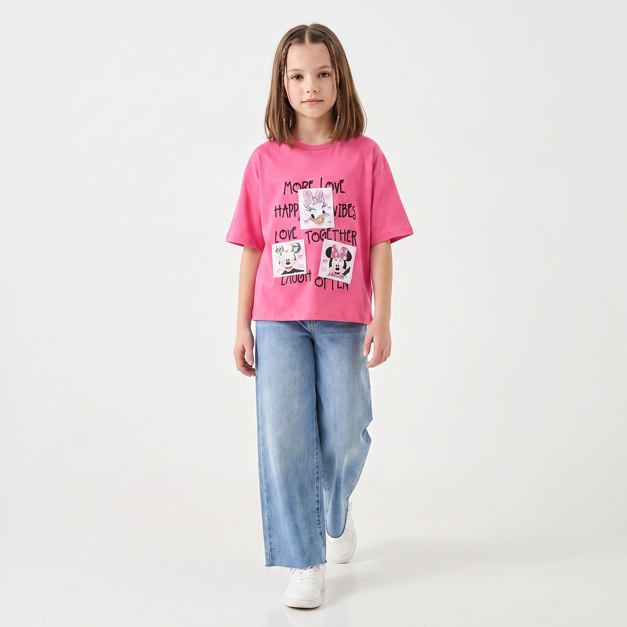 Disney Crew Neck Short Sleeves T-shirt with Minnie Mouse and Daisy Duck Print-girls-clothing-tshirts-image-2