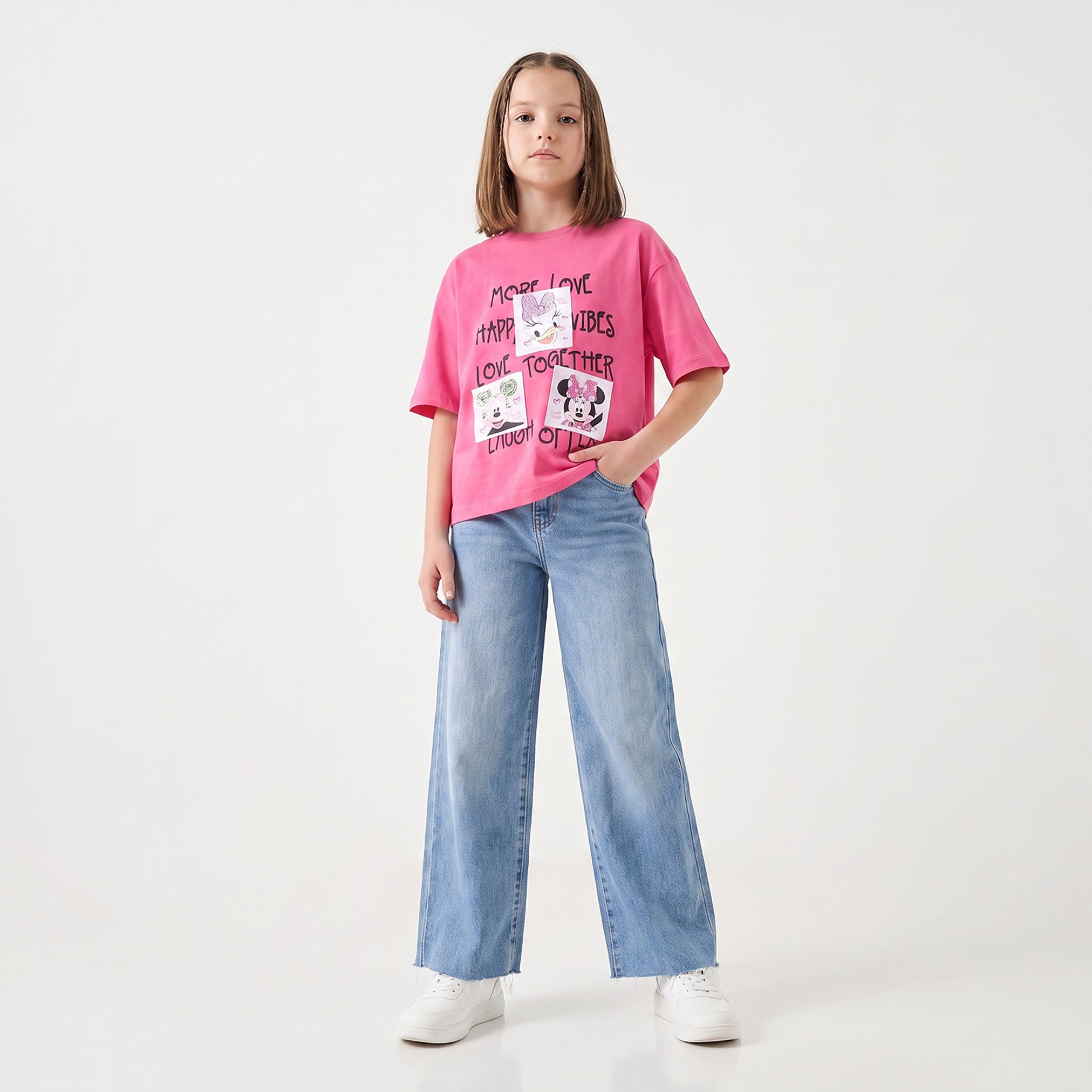 Disney Crew Neck Short Sleeves T-shirt with Minnie Mouse and Daisy Duck Print-girls-clothing-tshirts-image-4
