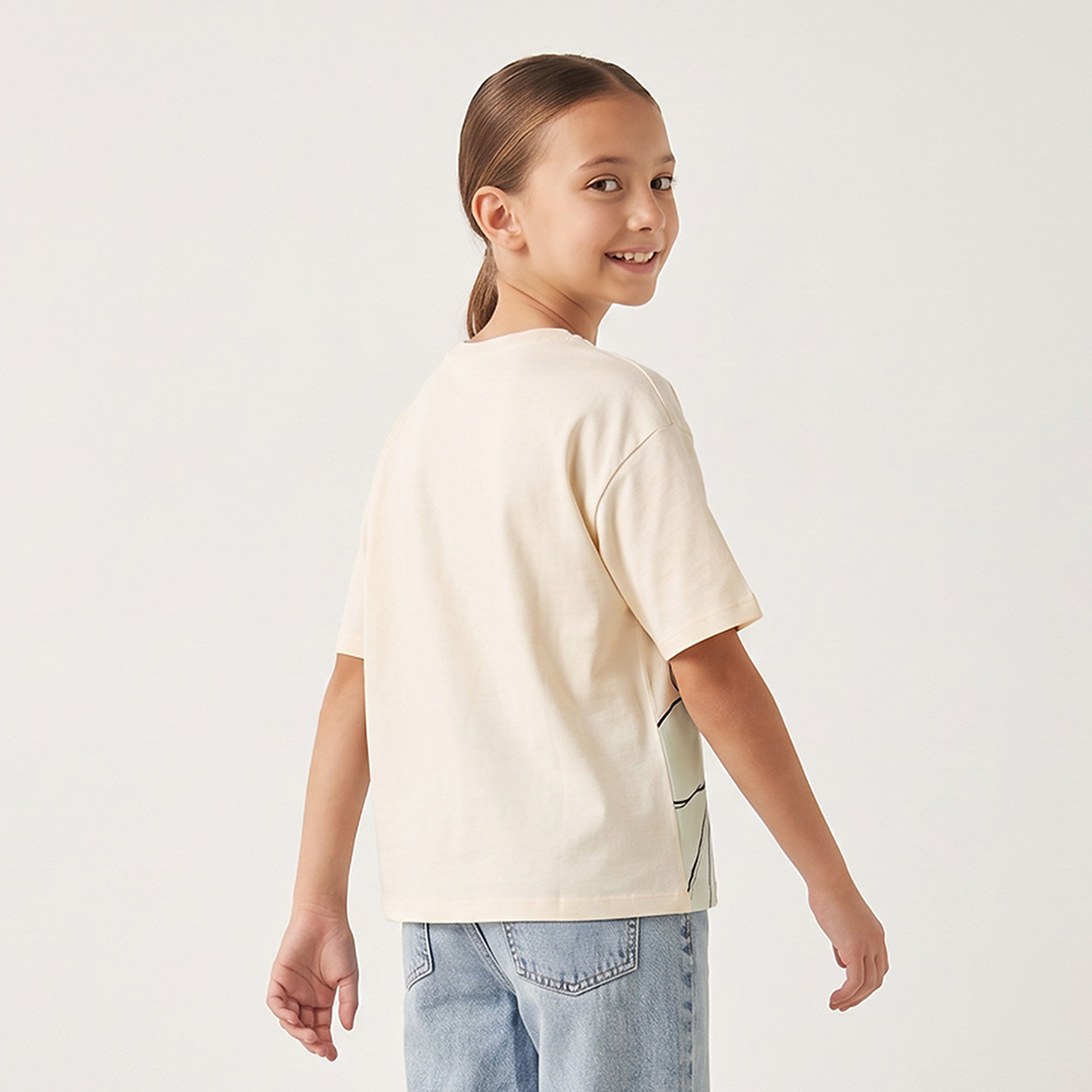 Disney Crew Neck Short Sleeves T-shirt with Princess Print-girls-clothing-tshirts-image-3