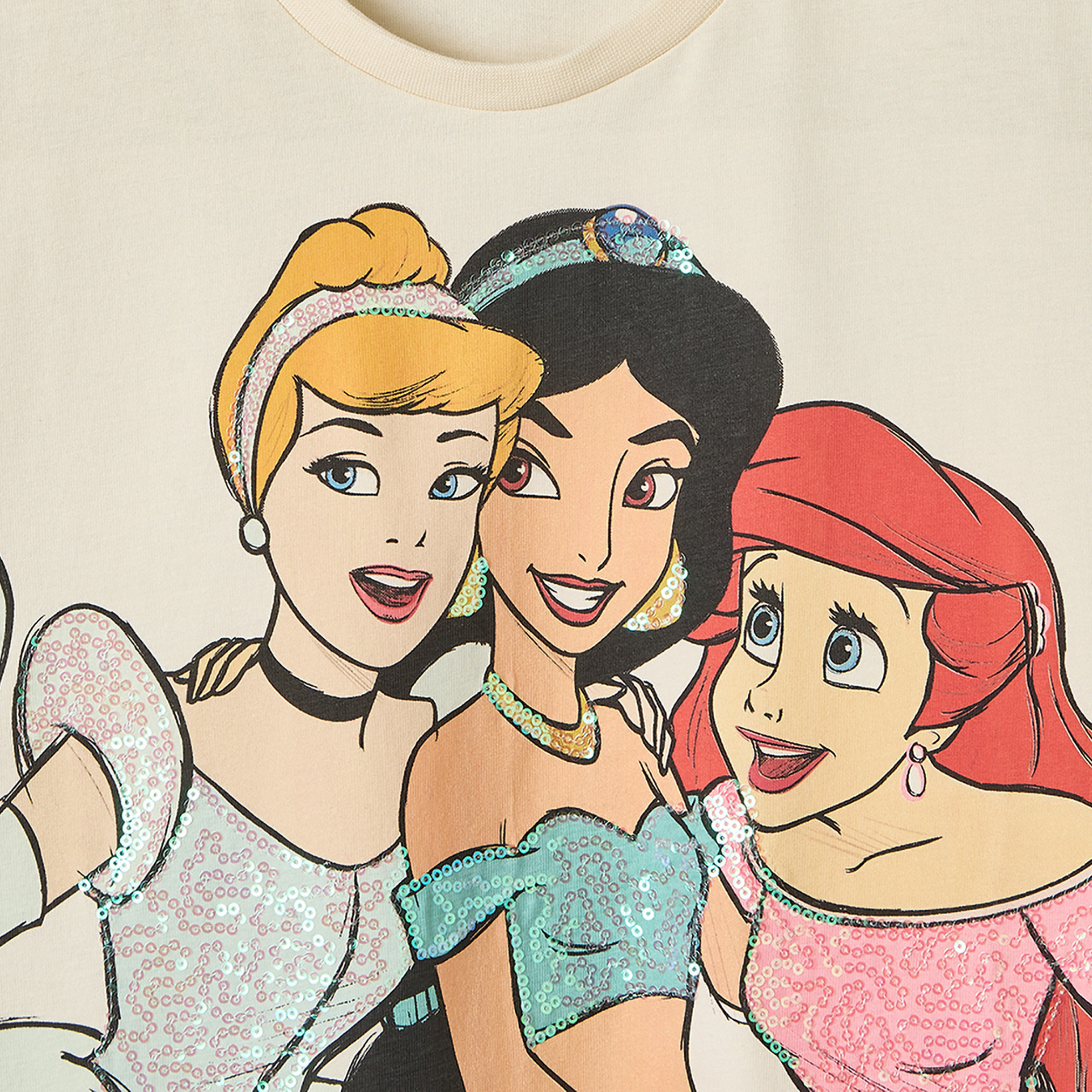 Disney Crew Neck Short Sleeves T-shirt with Princess Print-girls-clothing-tshirts-image-4
