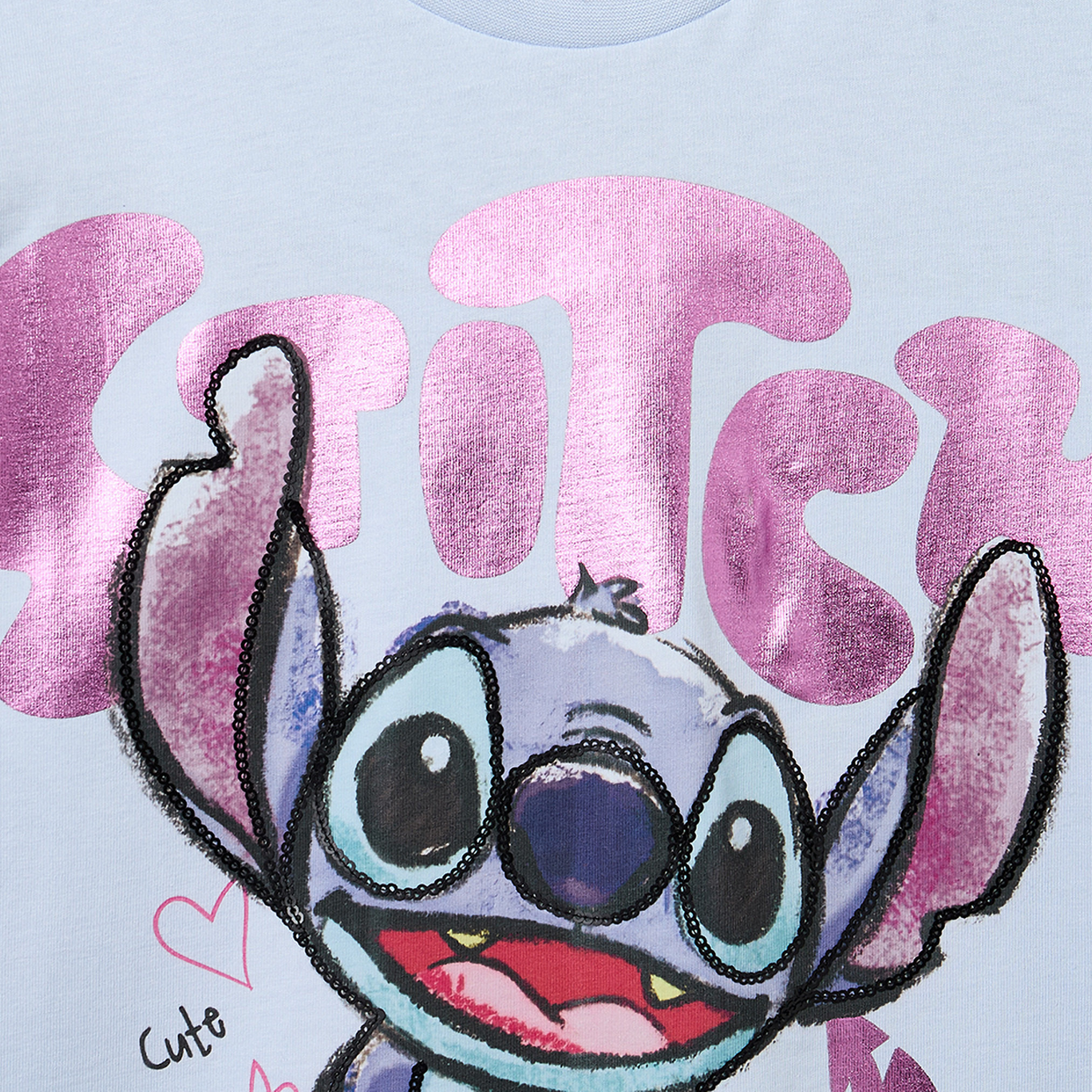 Disney Crew Neck Long Sleeves T-shirt with Stitch Print-girls-clothing-tshirts-image-4
