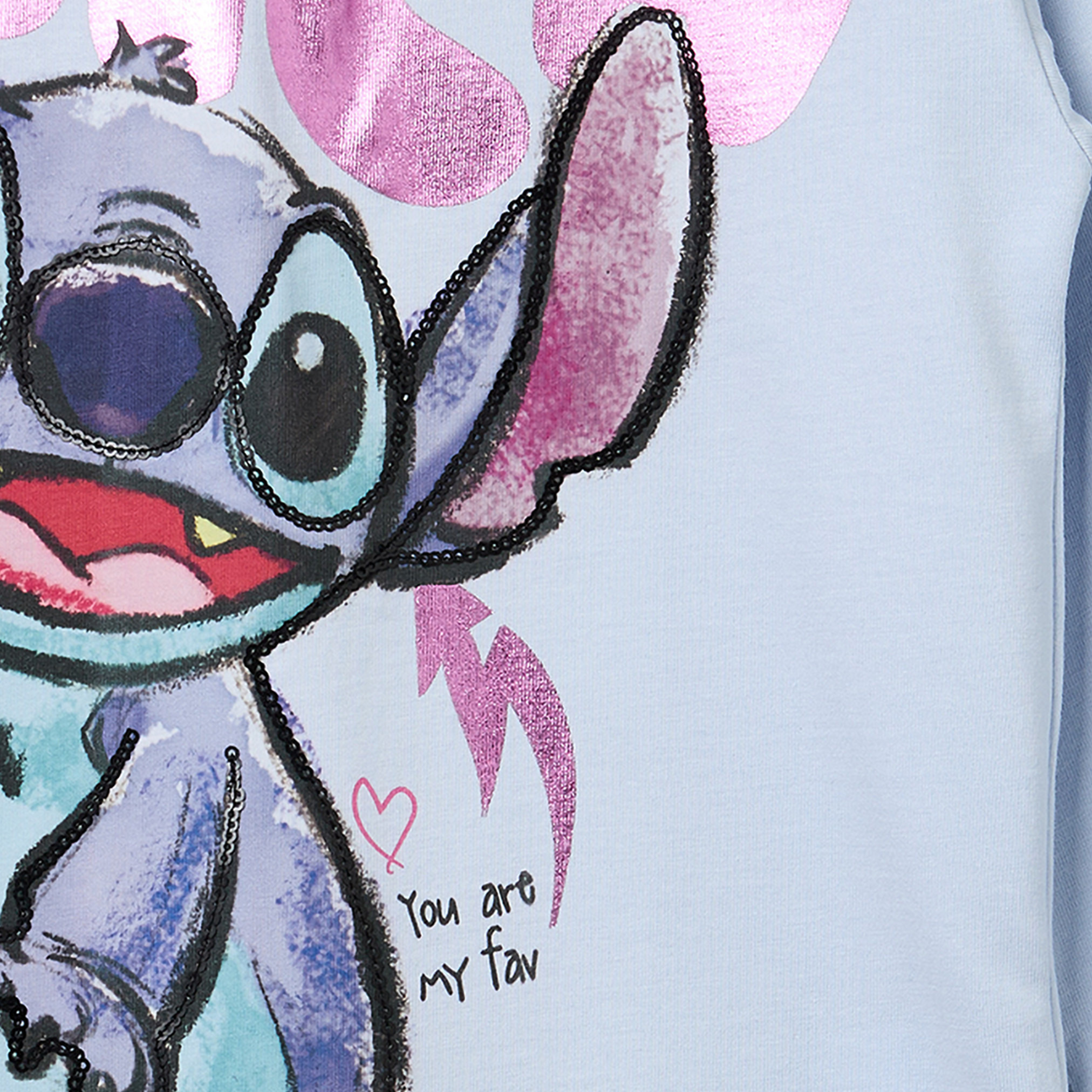 Disney Crew Neck Long Sleeves T-shirt with Stitch Print-girls-clothing-tshirts-image-5