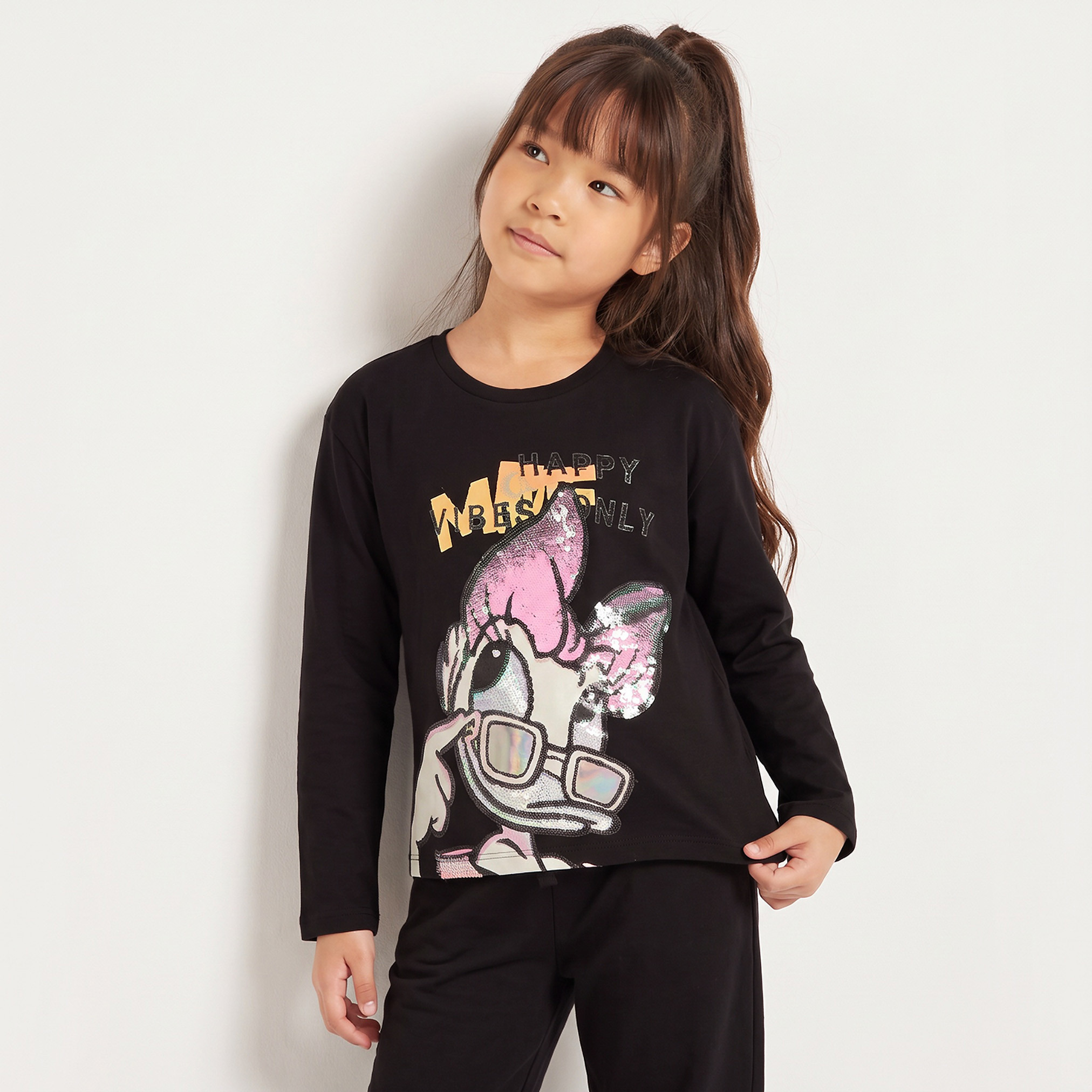 Disney Round Neck Long Sleeves T-shirt with Daisy Duck Print-girls-clothing-tshirts-image-3