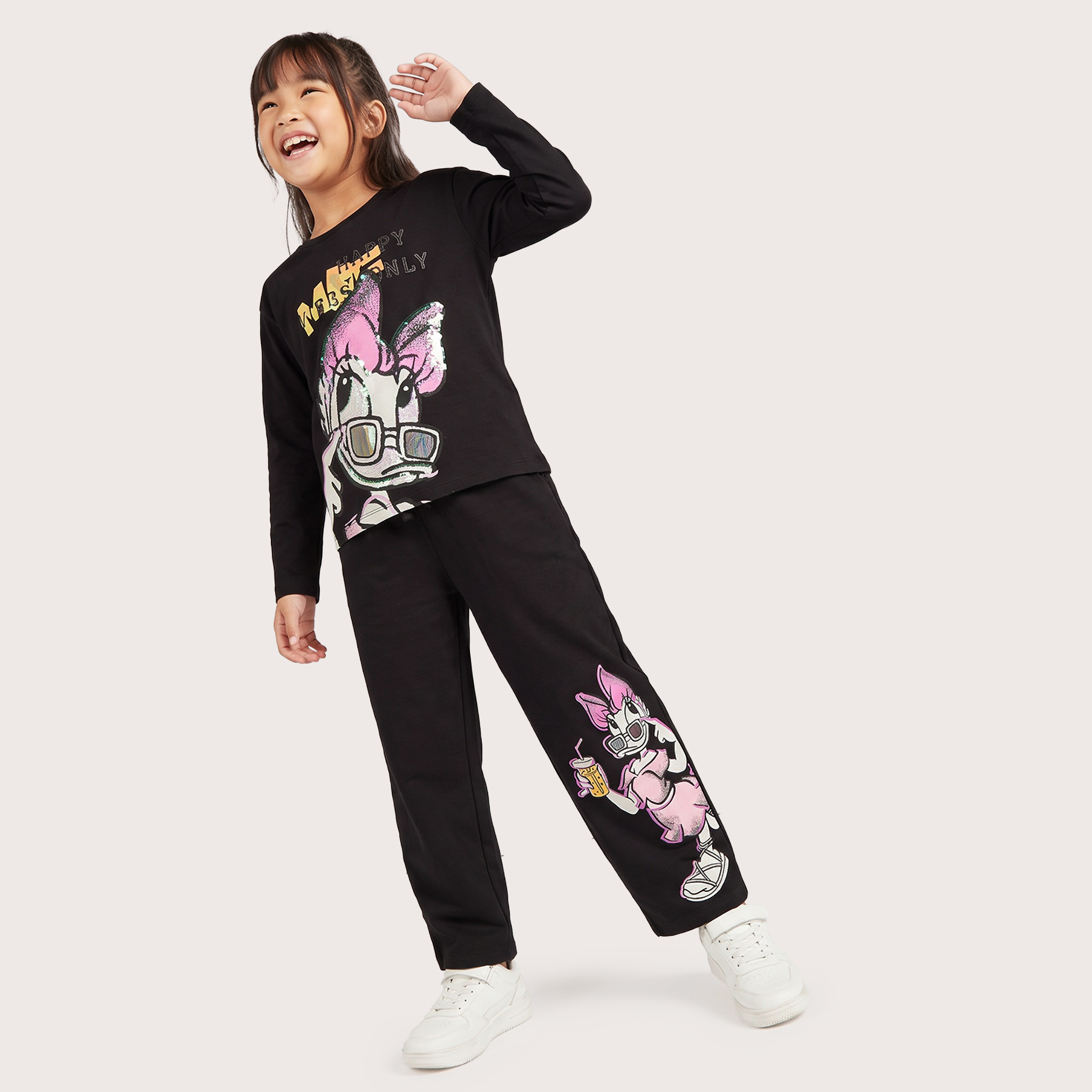 Disney Round Neck Long Sleeves T-shirt with Daisy Duck Print-girls-clothing-tshirts-image-6