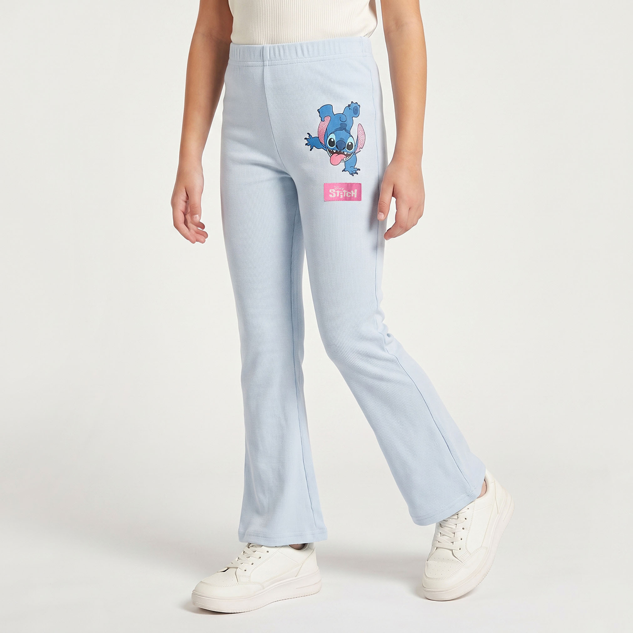 Disney Flared Leggings with Stitch Print-girls-clothing-bottoms-leggings-image-1