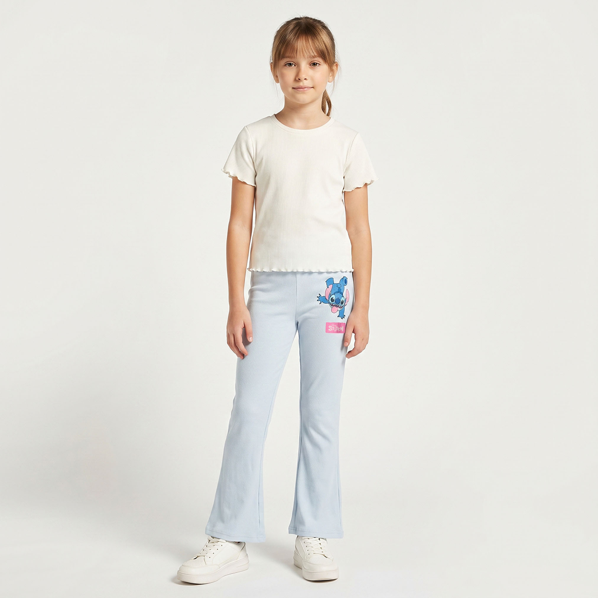 Disney Flared Leggings with Stitch Print-girls-clothing-bottoms-leggings-image-2