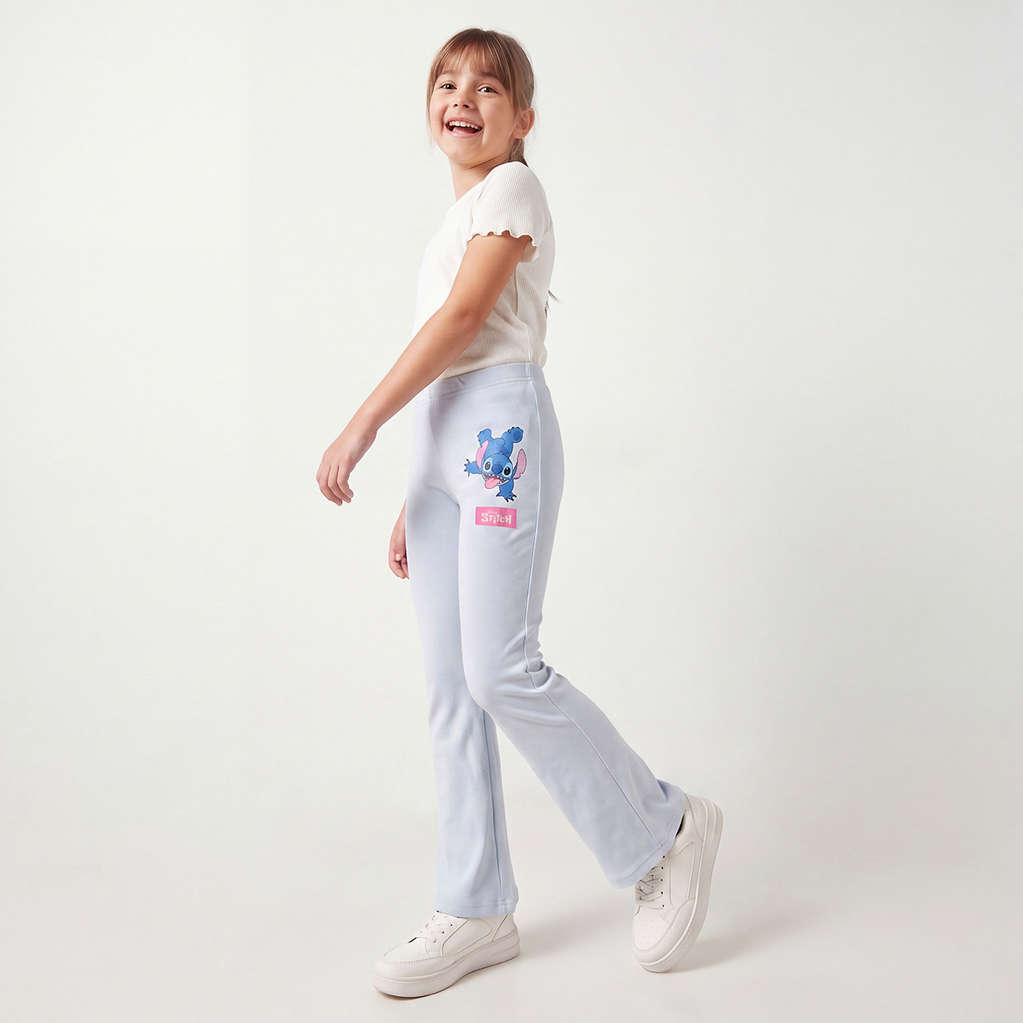 Disney Flared Leggings with Stitch Print-girls-clothing-bottoms-leggings-image-4