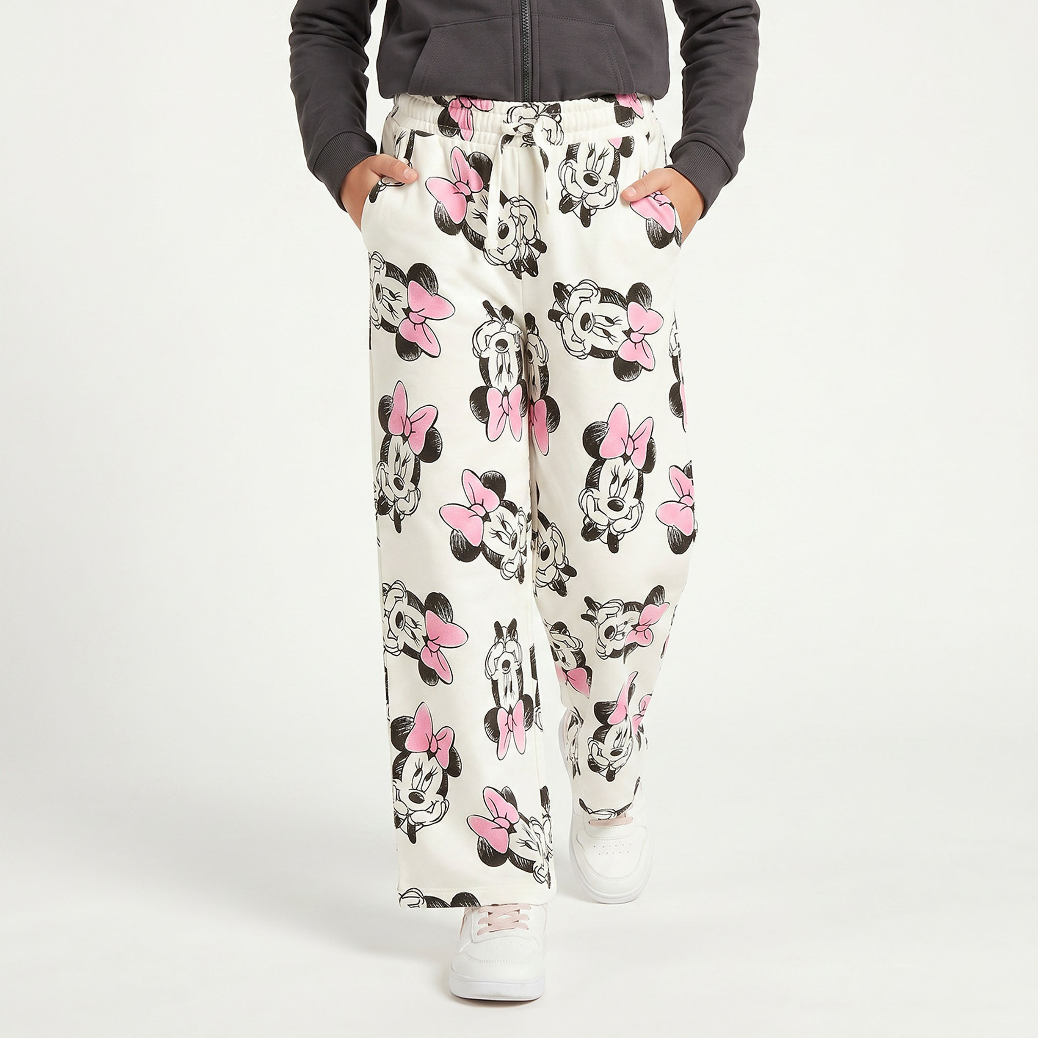 بنطلون رياضي بخصر مطاطي ورباط وطبعات ميني ماوس من ديزني-girls-clothing-bottoms-joggersandtrackpants-image-1