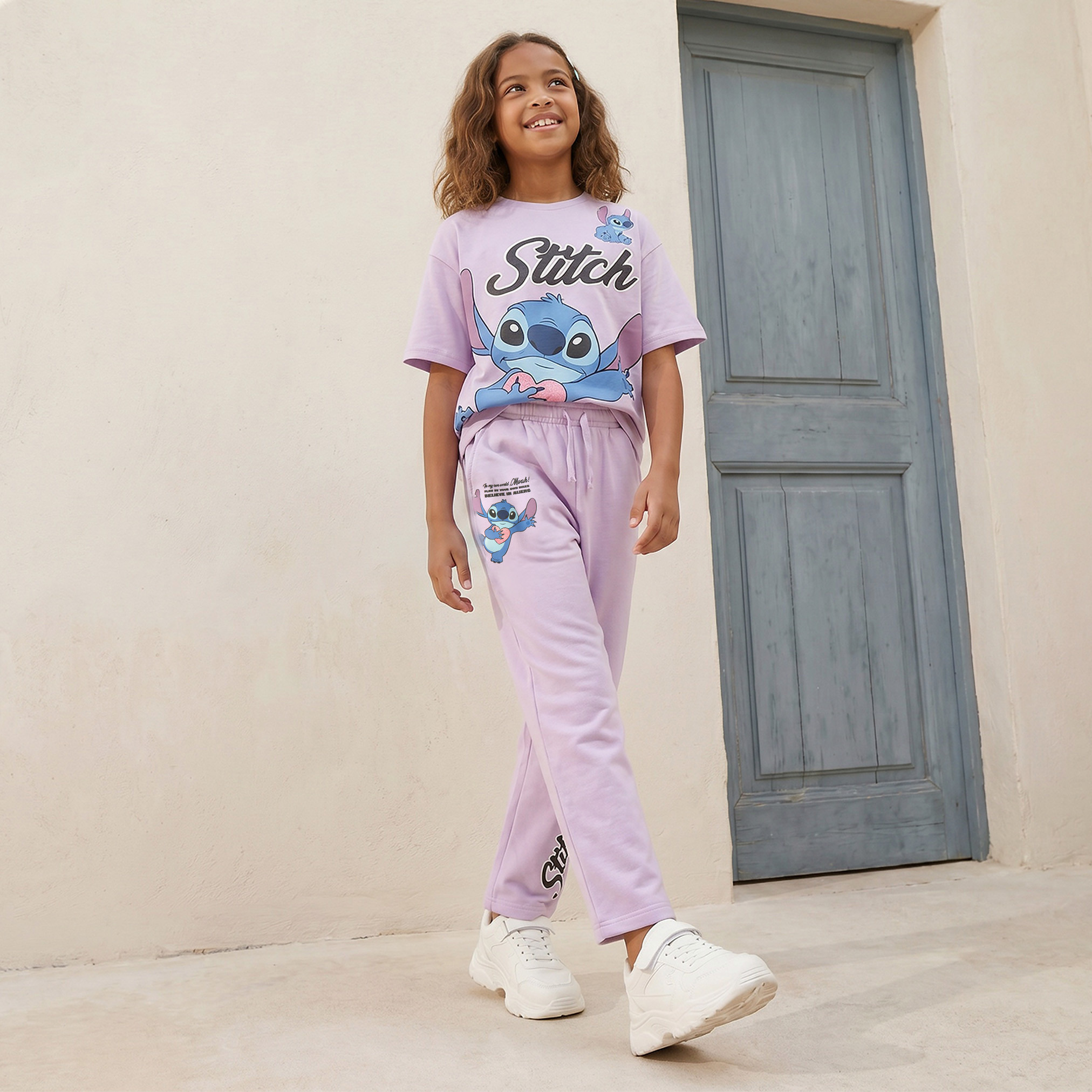 بنطلون رياضي بطبعات ستيتش ورباط خصر مطاطي من ديزني-girls-clothing-bottoms-joggersandtrackpants-image-2