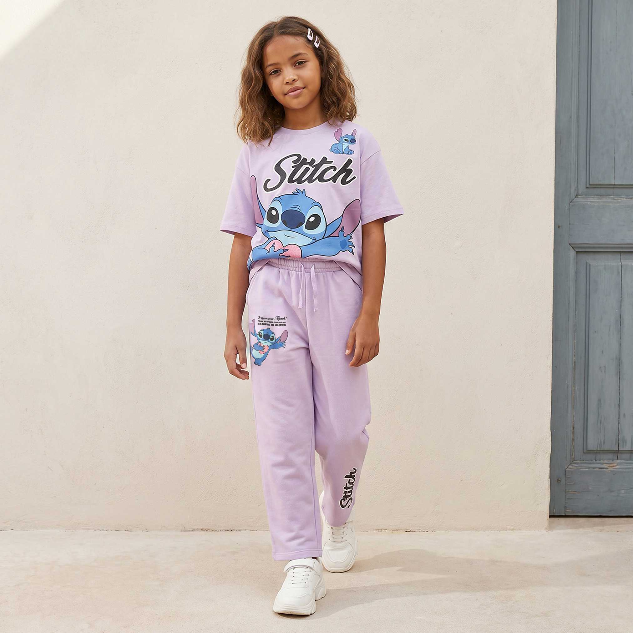 بنطلون رياضي بطبعات ستيتش ورباط خصر مطاطي من ديزني-girls-clothing-bottoms-joggersandtrackpants-image-5