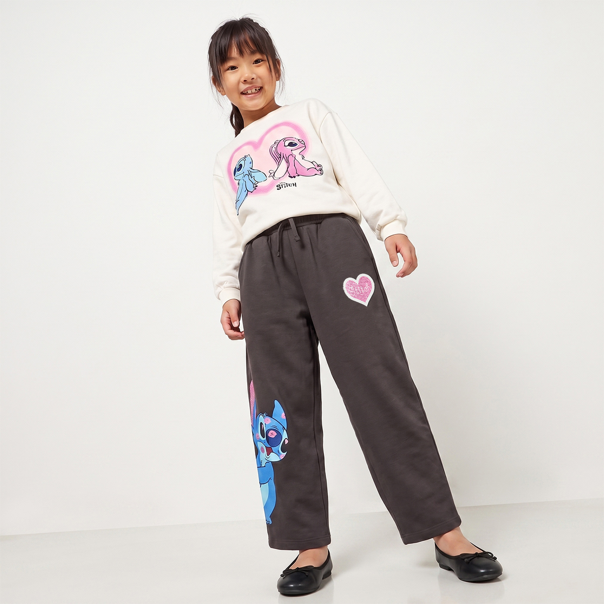 بنطلون رياضي بخصر مطاطي ورباط وطبعات ستيتش من ديزني-girls-clothing-bottoms-joggersandtrackpants-image-6