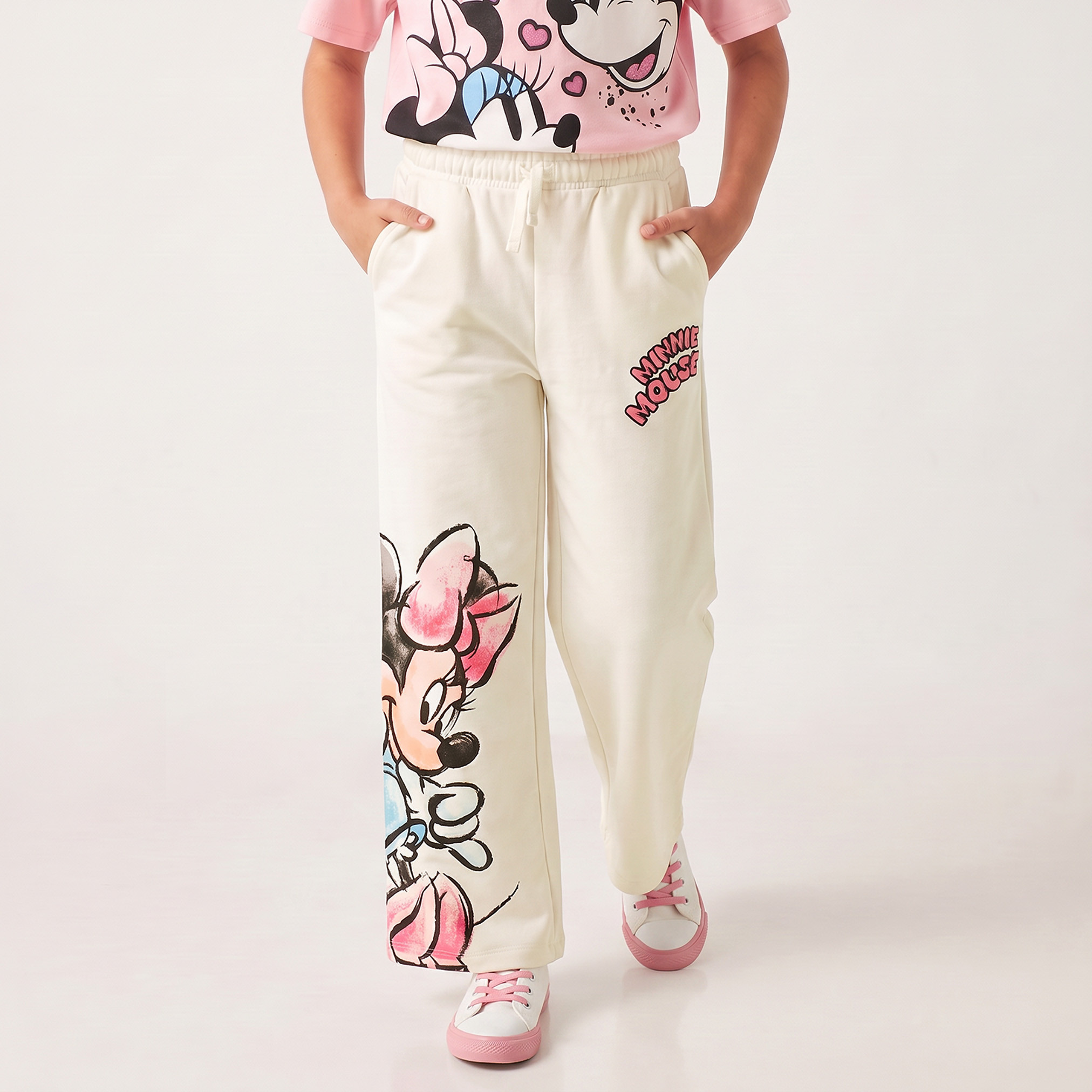 Disney Elasticated Drawstring Waist Track Pants with Minnie Mouse Print-girls-clothing-bottoms-joggersandtrackpants-image-1