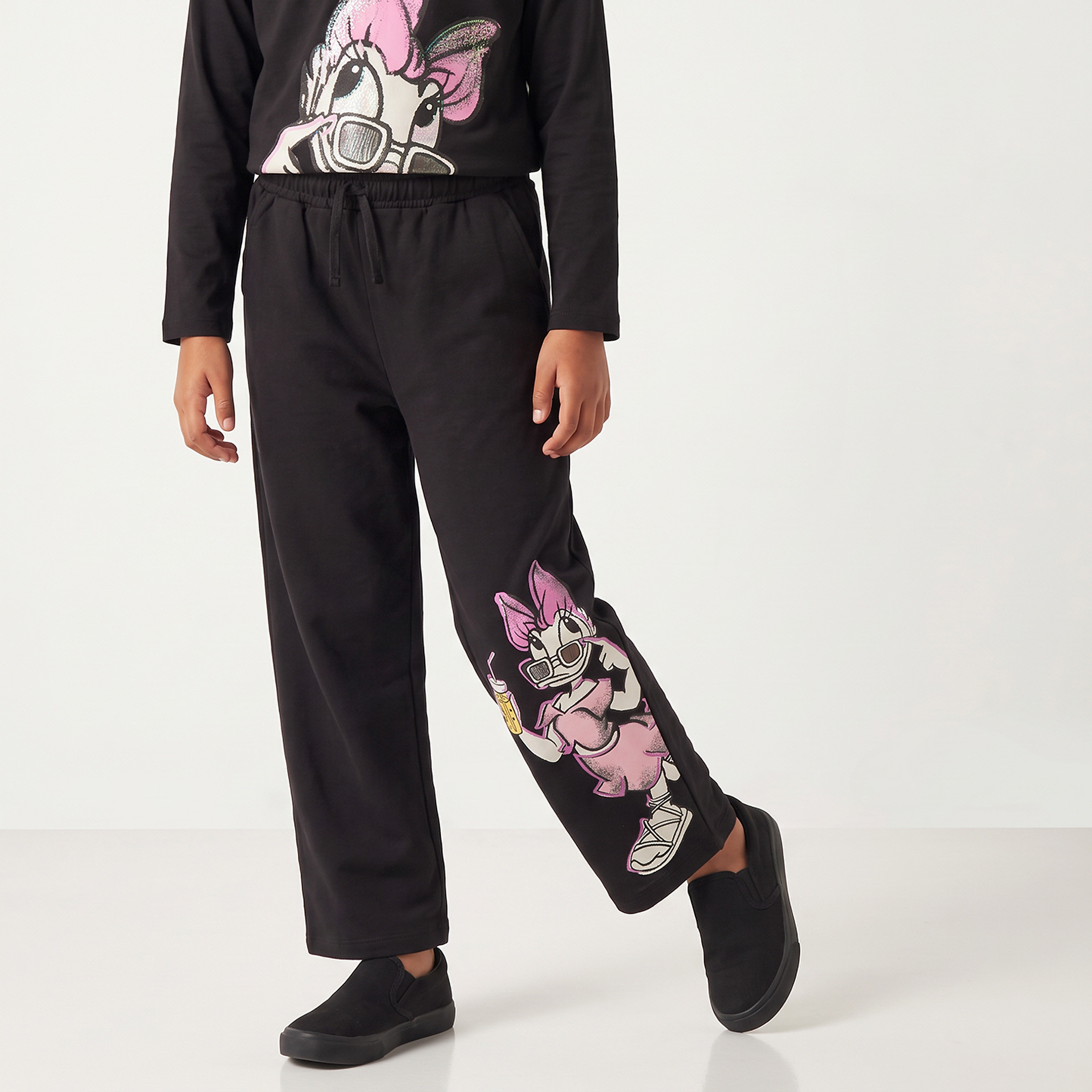 بنطلون رياضي بخصر مطاطي ورباط بطبعة ديزي داك-girls-clothing-bottoms-joggersandtrackpants-image-1