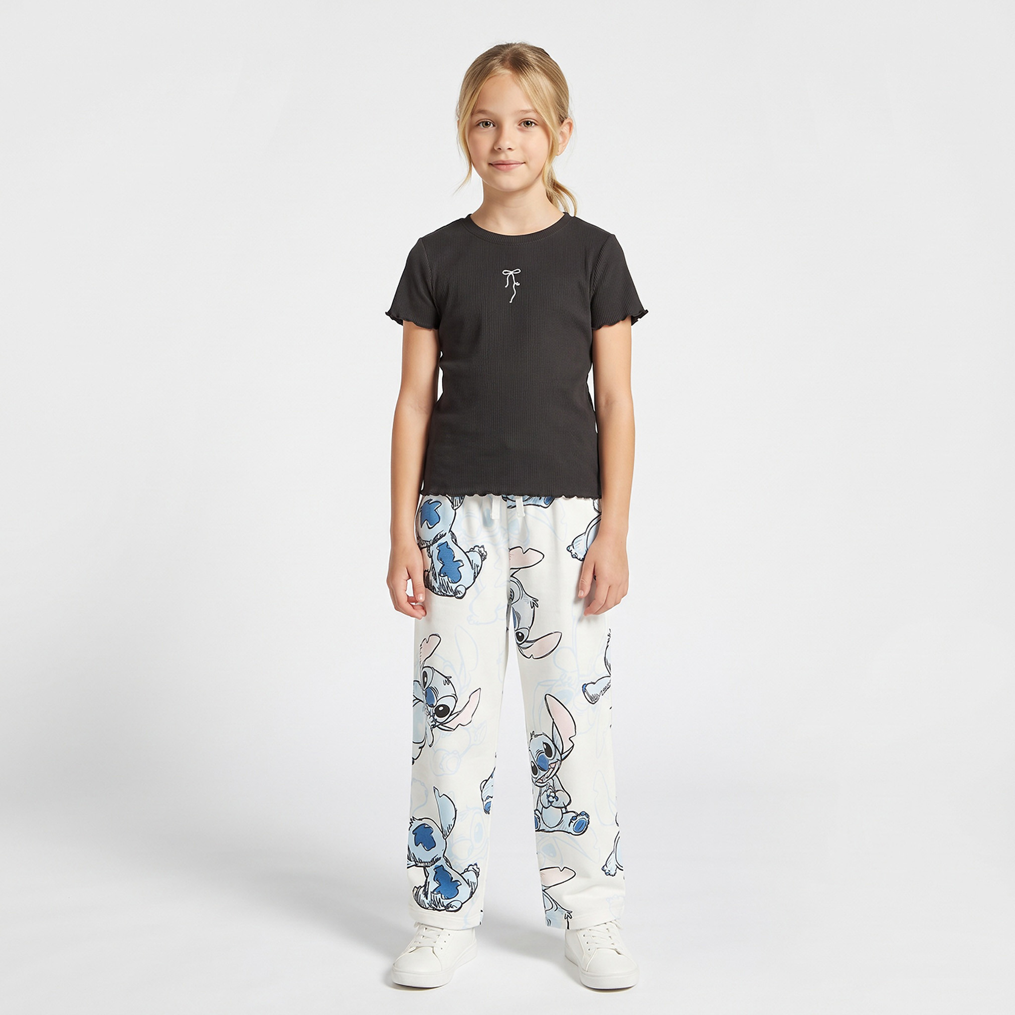 Disney Drawstring Waist Track Pants with Stitch Print-girls-clothing-bottoms-joggersandtrackpants-image-2