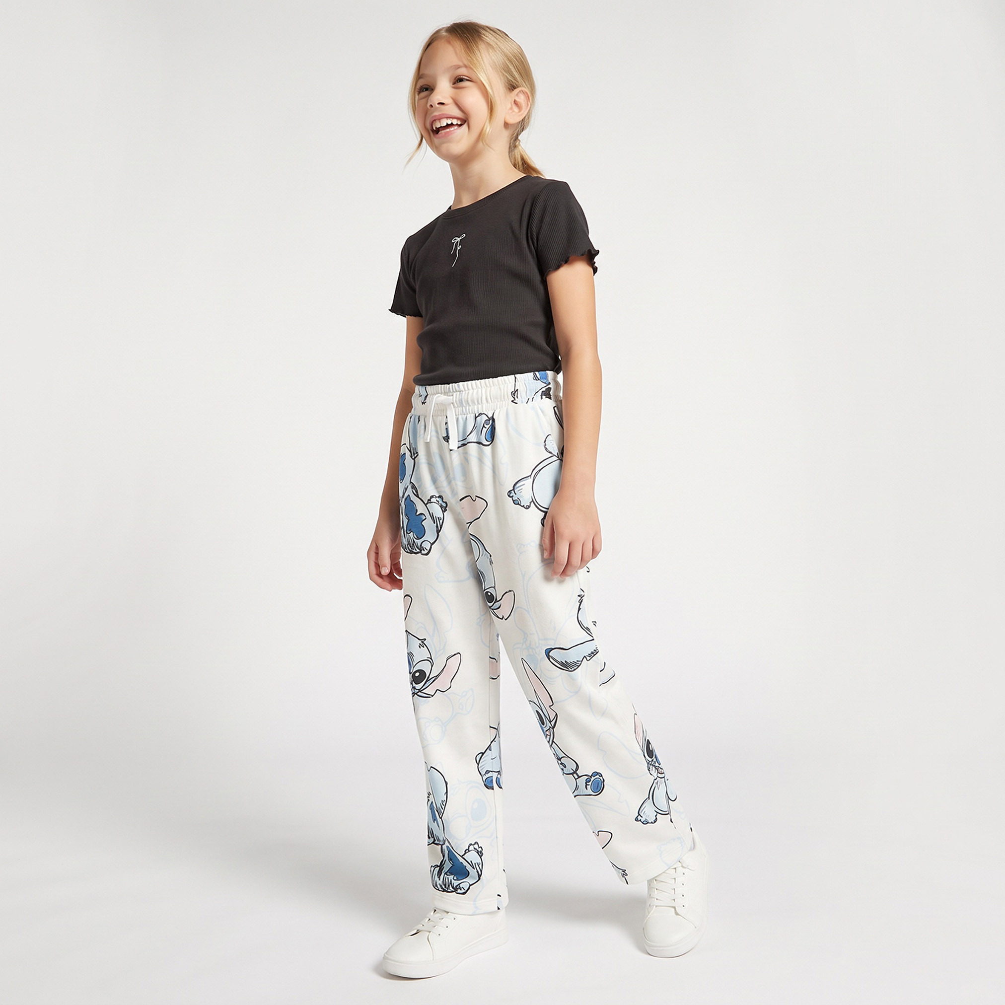 Disney Drawstring Waist Track Pants with Stitch Print-girls-clothing-bottoms-joggersandtrackpants-image-4