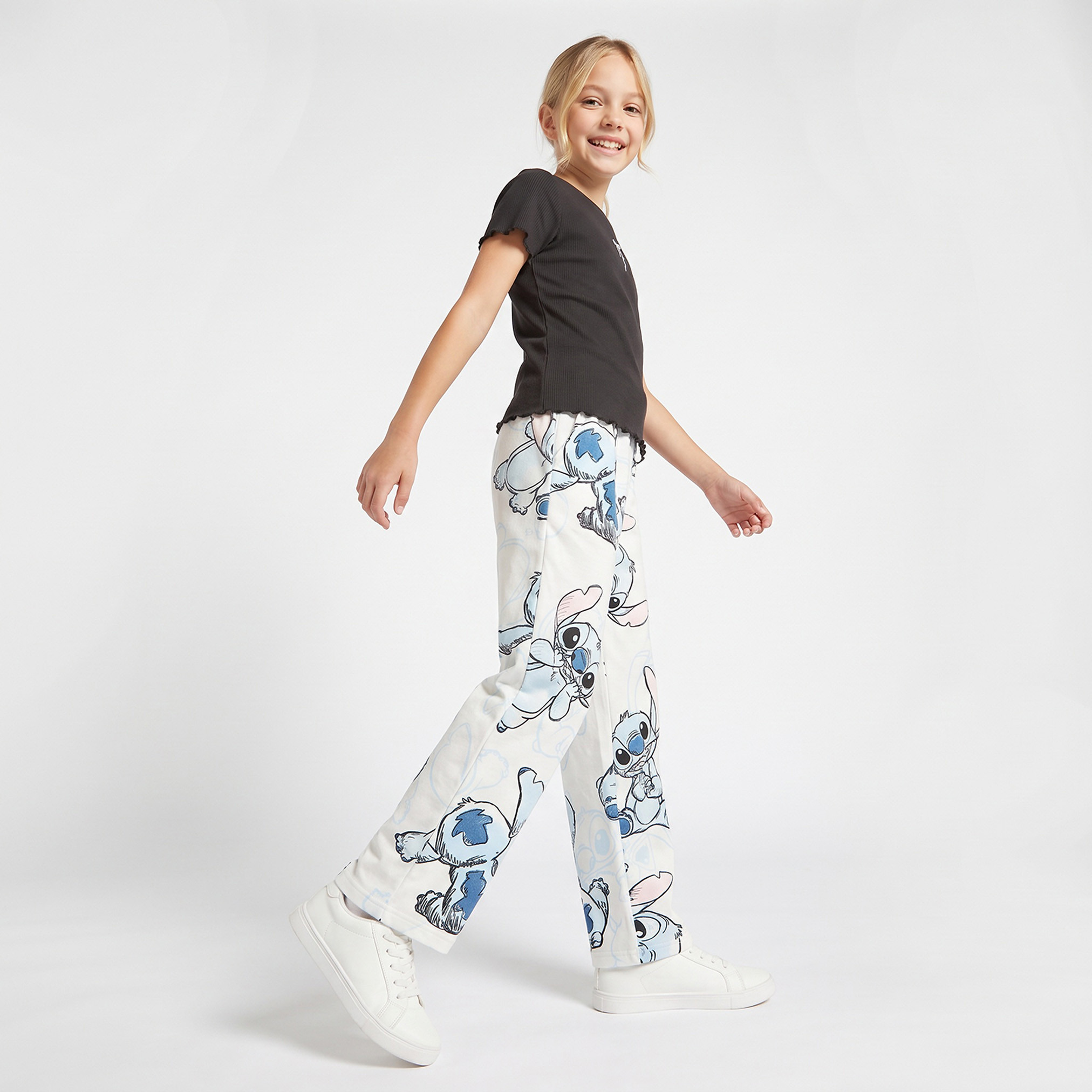 Disney Drawstring Waist Track Pants with Stitch Print-girls-clothing-bottoms-joggersandtrackpants-image-5