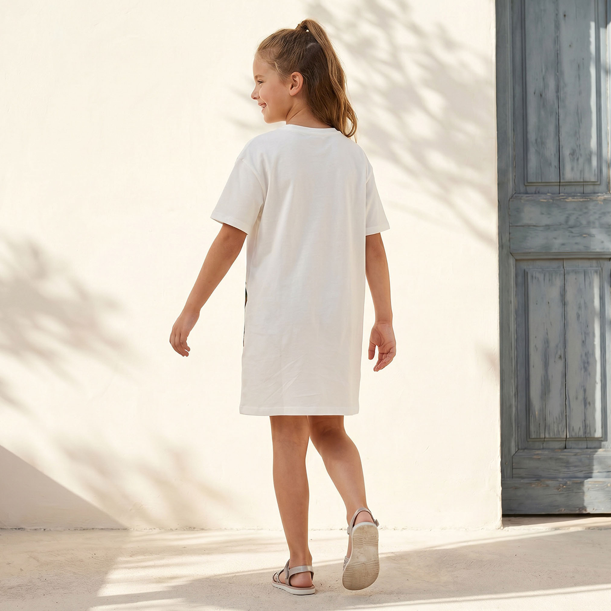 Disney Crew Neck Short Sleeves Knee Length T-shirt Dress with Princess Print-girls-clothing-dressesandjumpsuits-image-2