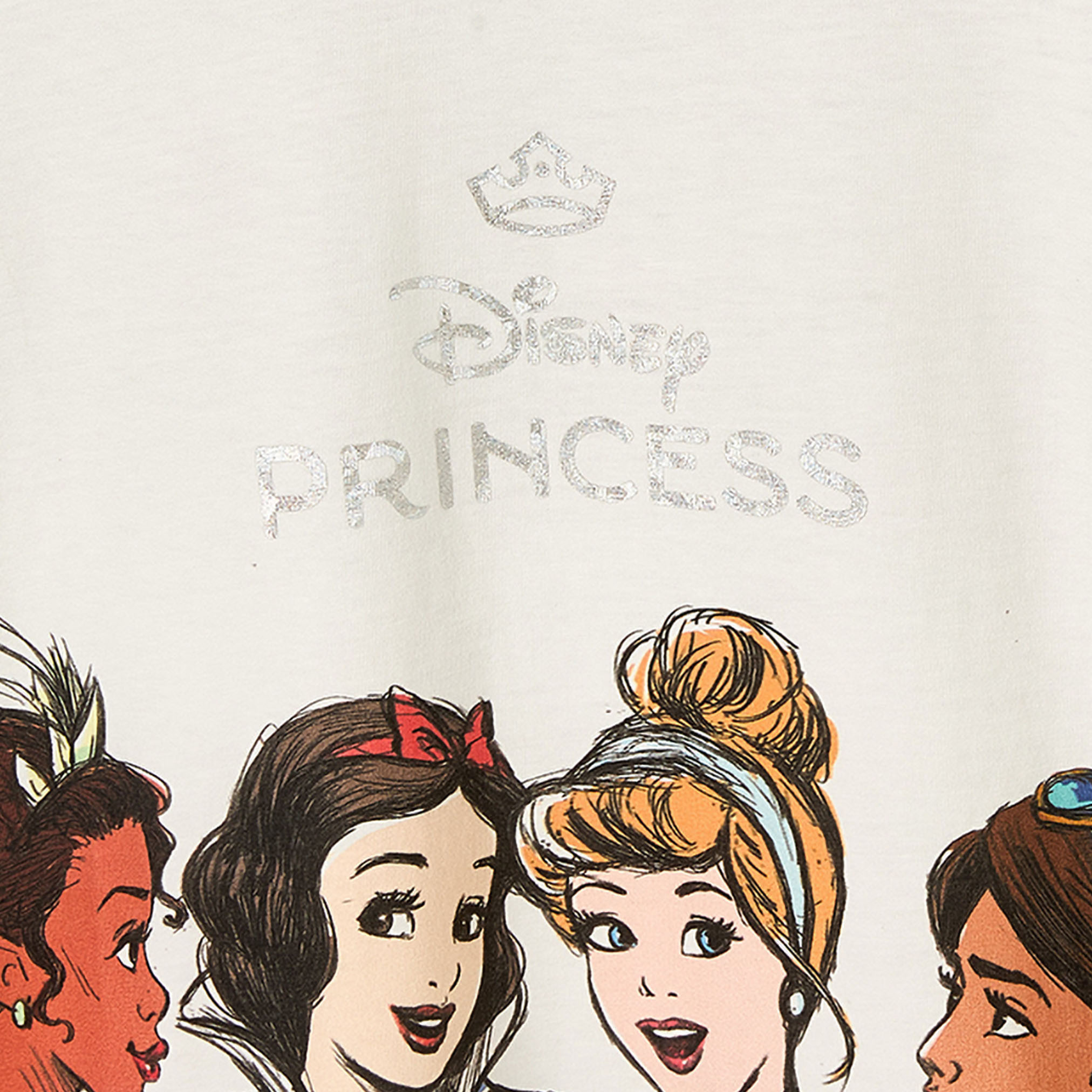 Disney Crew Neck Short Sleeves Knee Length T-shirt Dress with Princess Print-girls-clothing-dressesandjumpsuits-image-3
