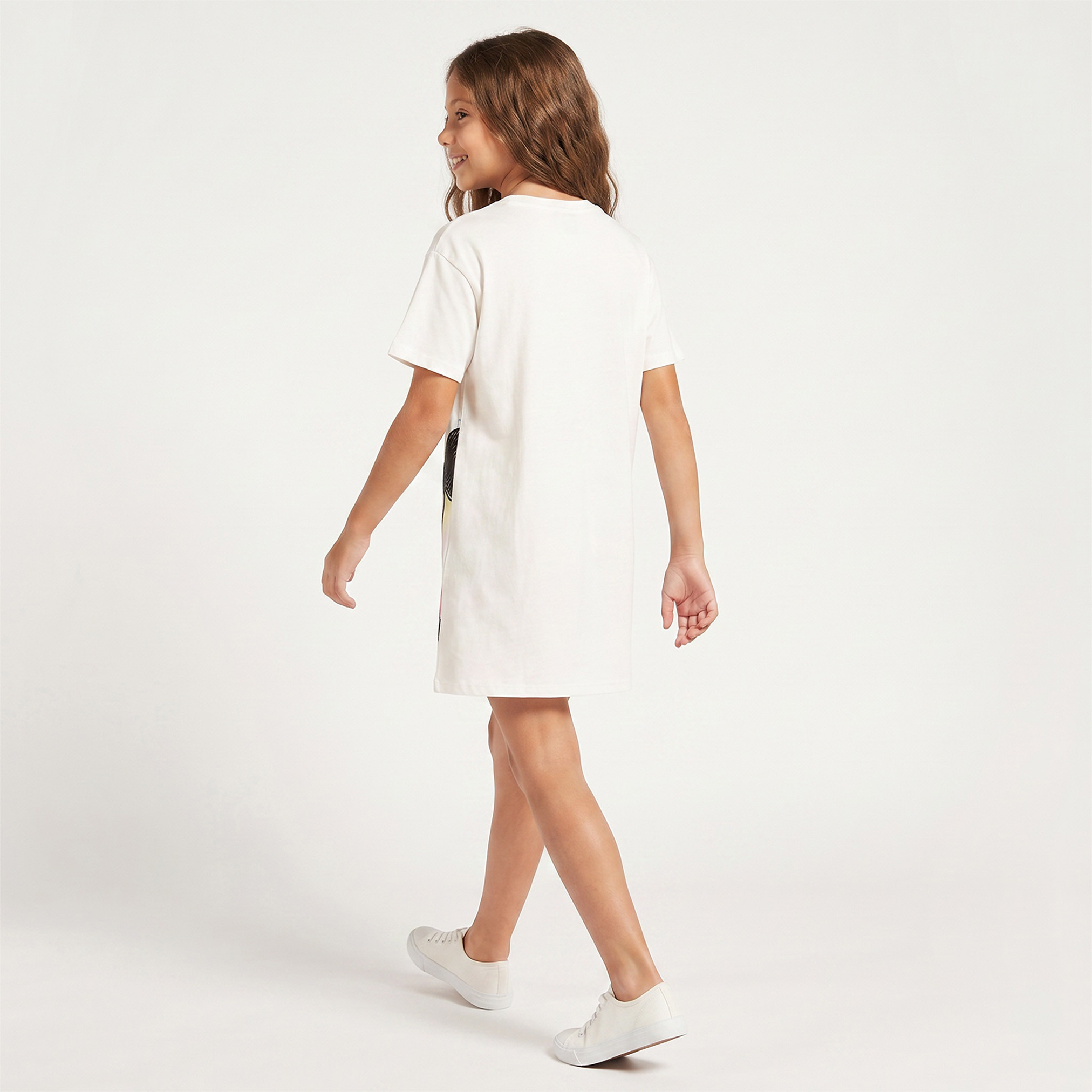 Disney Round Neck Short Sleeves Knee Length Dress with Minnie Mouse Print-girls-clothing-dressesandjumpsuits-image-2