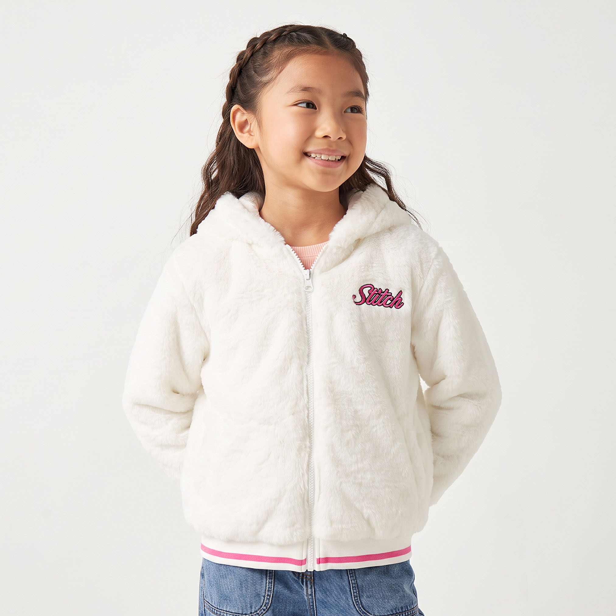 Disney Stitch Embroidered Jacket with Hood-girls-clothing-winterwear-jacketsandcoats-image-1