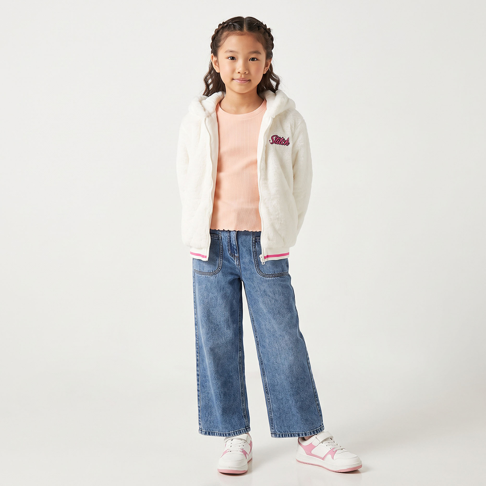 Disney Stitch Embroidered Jacket with Hood-girls-clothing-winterwear-jacketsandcoats-image-2