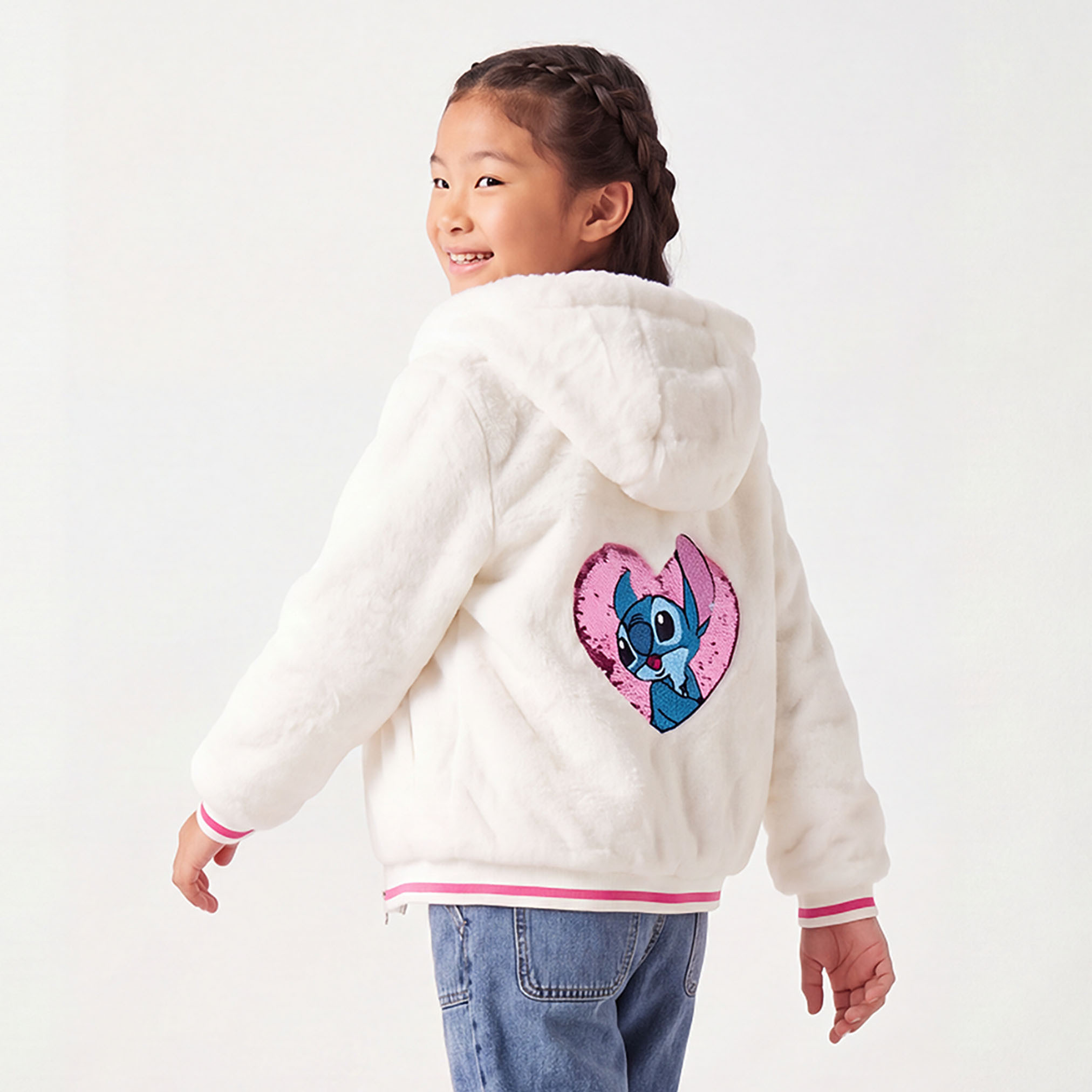 Disney Stitch Embroidered Jacket with Hood-girls-clothing-winterwear-jacketsandcoats-image-3