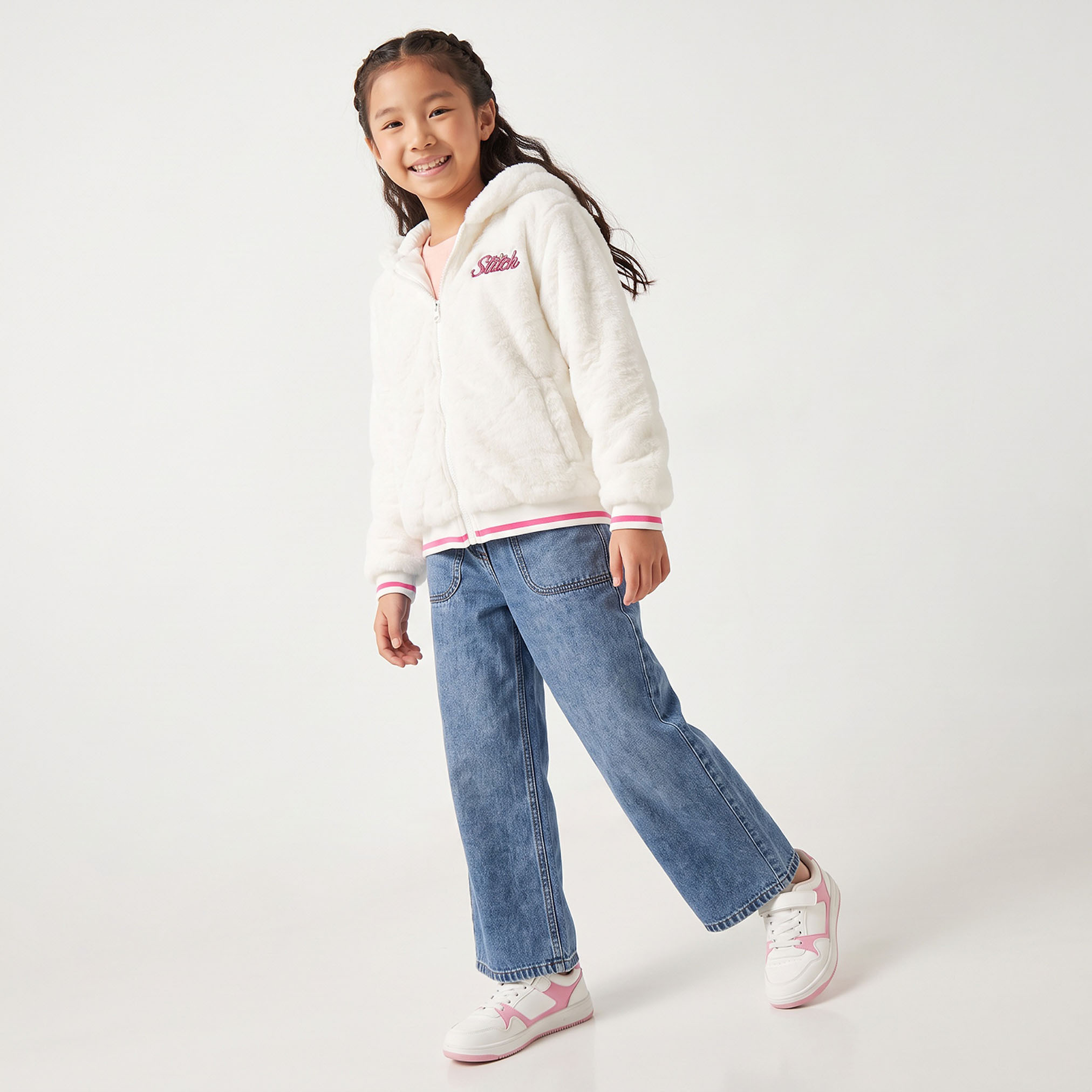 Disney Stitch Embroidered Jacket with Hood-girls-clothing-winterwear-jacketsandcoats-image-4