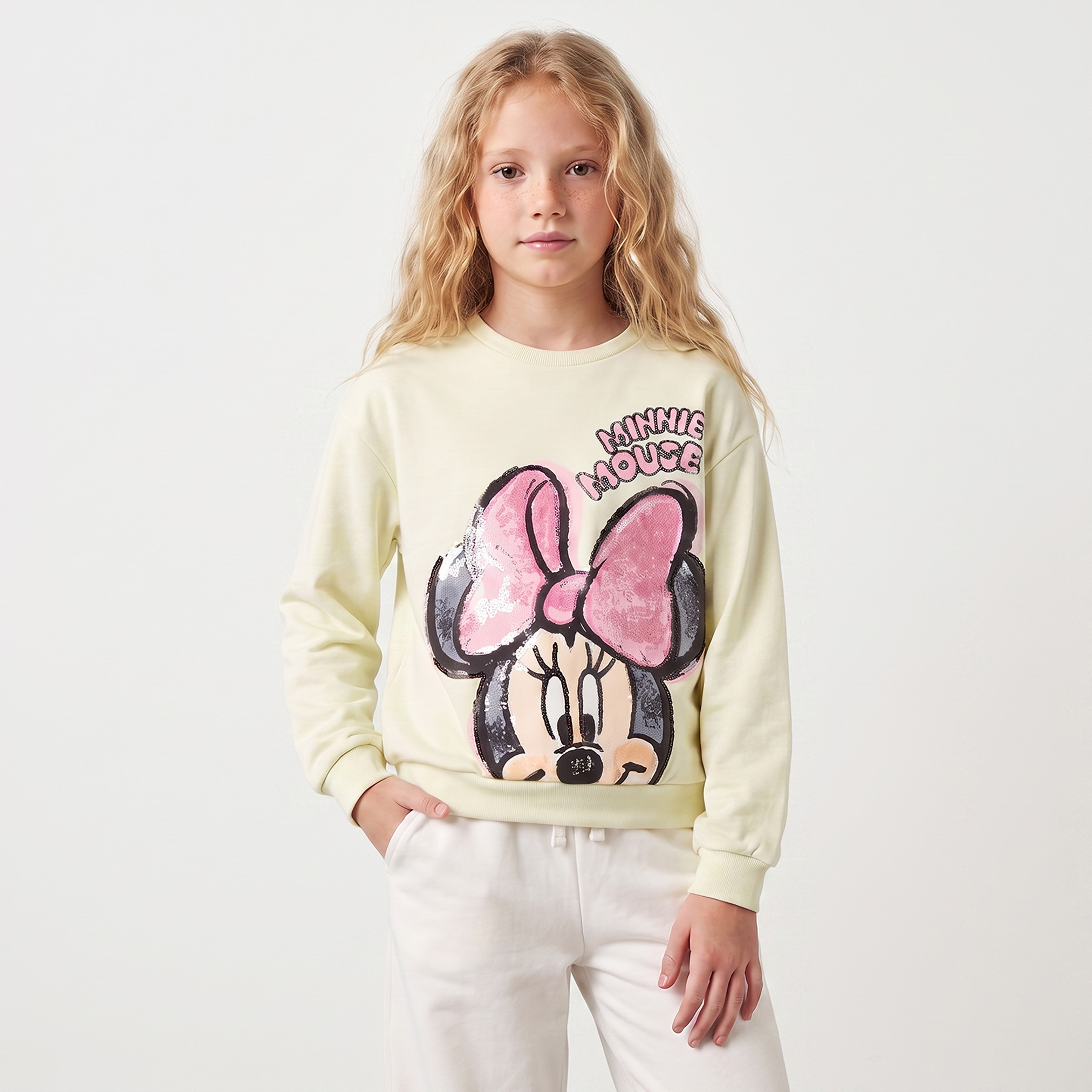 Disney Minnie Mouse Print Sweatshirt with Long Sleeves-girls-clothing-sweatshirts-image-1