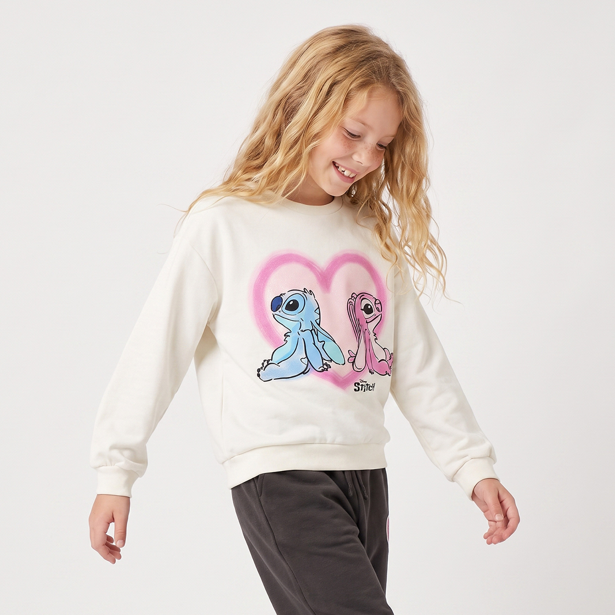 سويت شيرت بياقة ضيقة وطبعات ستيتش وأنجل من ديزني-girls-clothing-sweatshirts-image-1