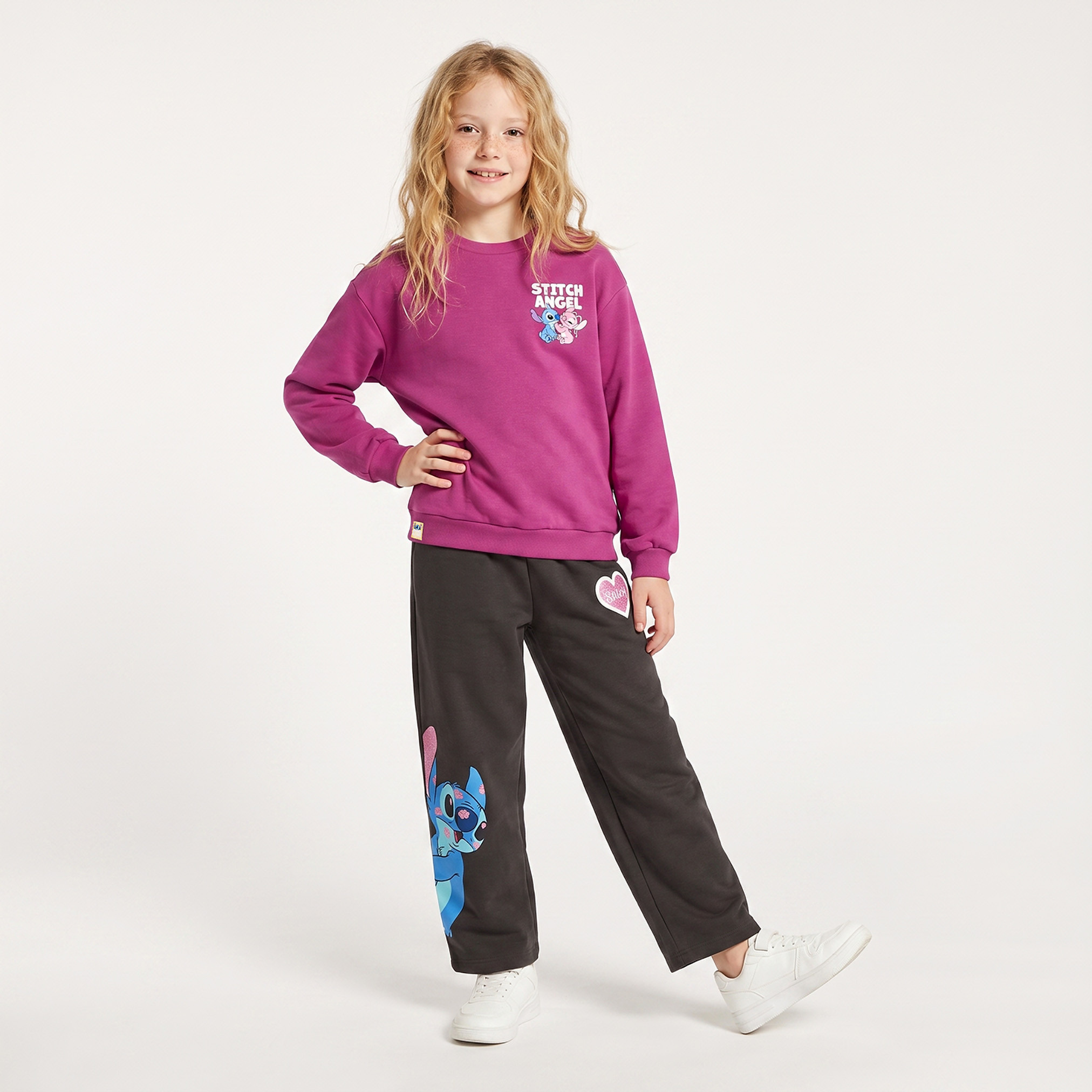 Disney Crew Neck Sweatshirt with Stitch and Angel Print-girls-clothing-sweatshirts-image-3