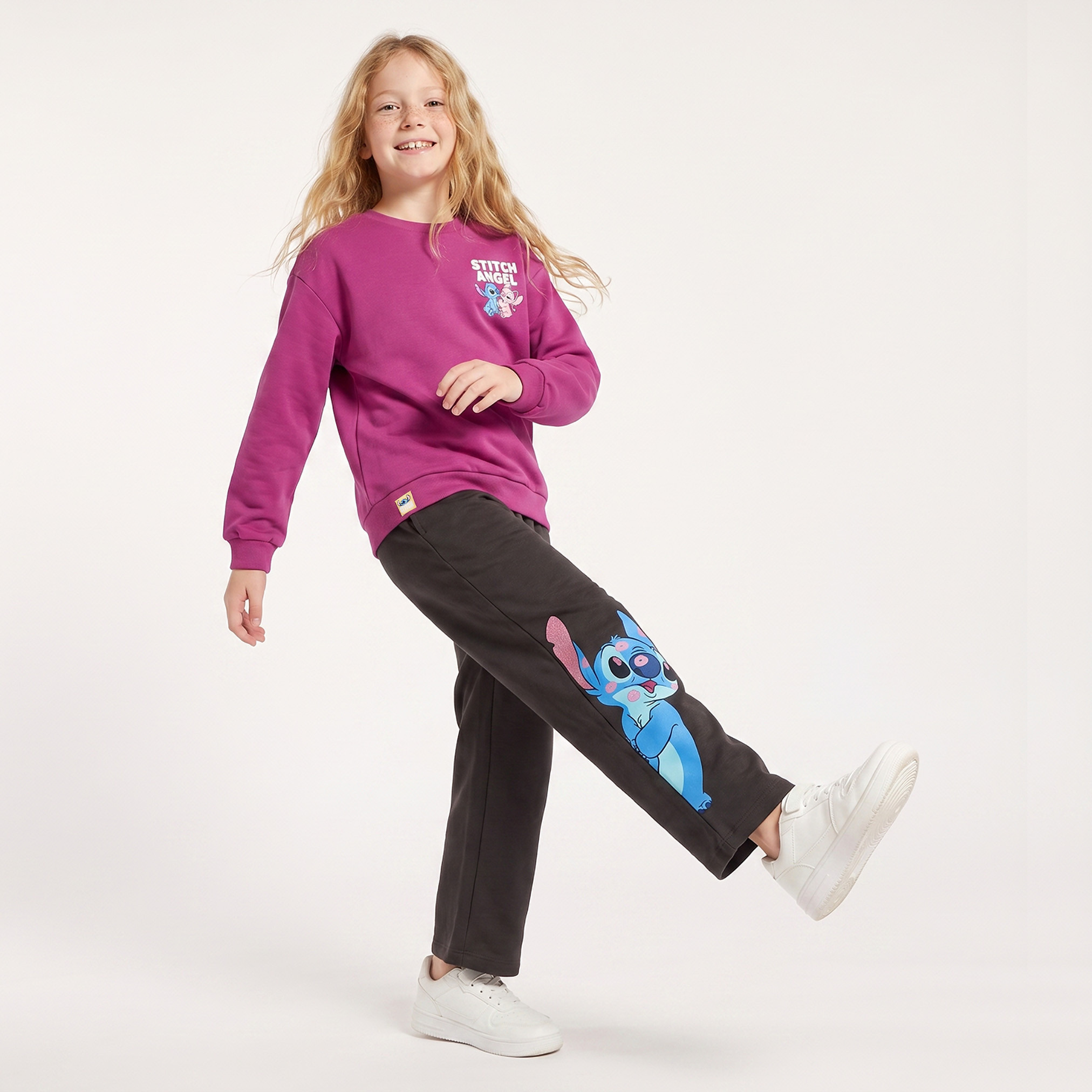 Disney Crew Neck Sweatshirt with Stitch and Angel Print-girls-clothing-sweatshirts-image-5