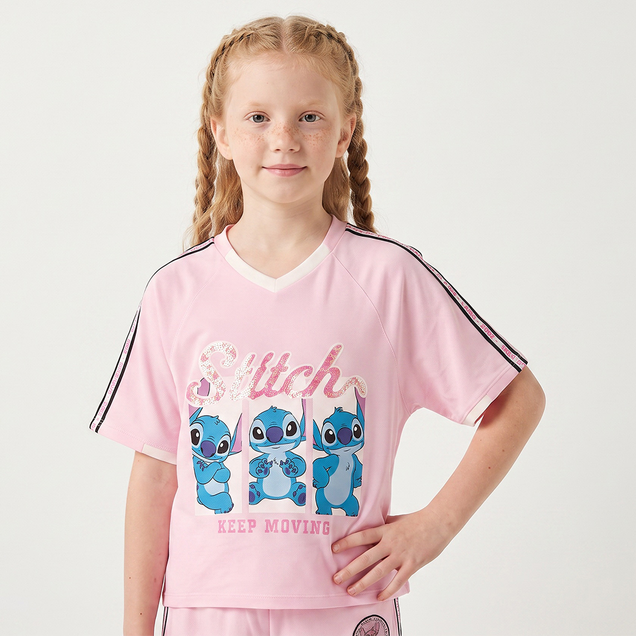 Disney Crew Neck Short Sleeves T-shirt and Track Pants Set with Stitch Print-girls-clothing-setsandcoords-image-2