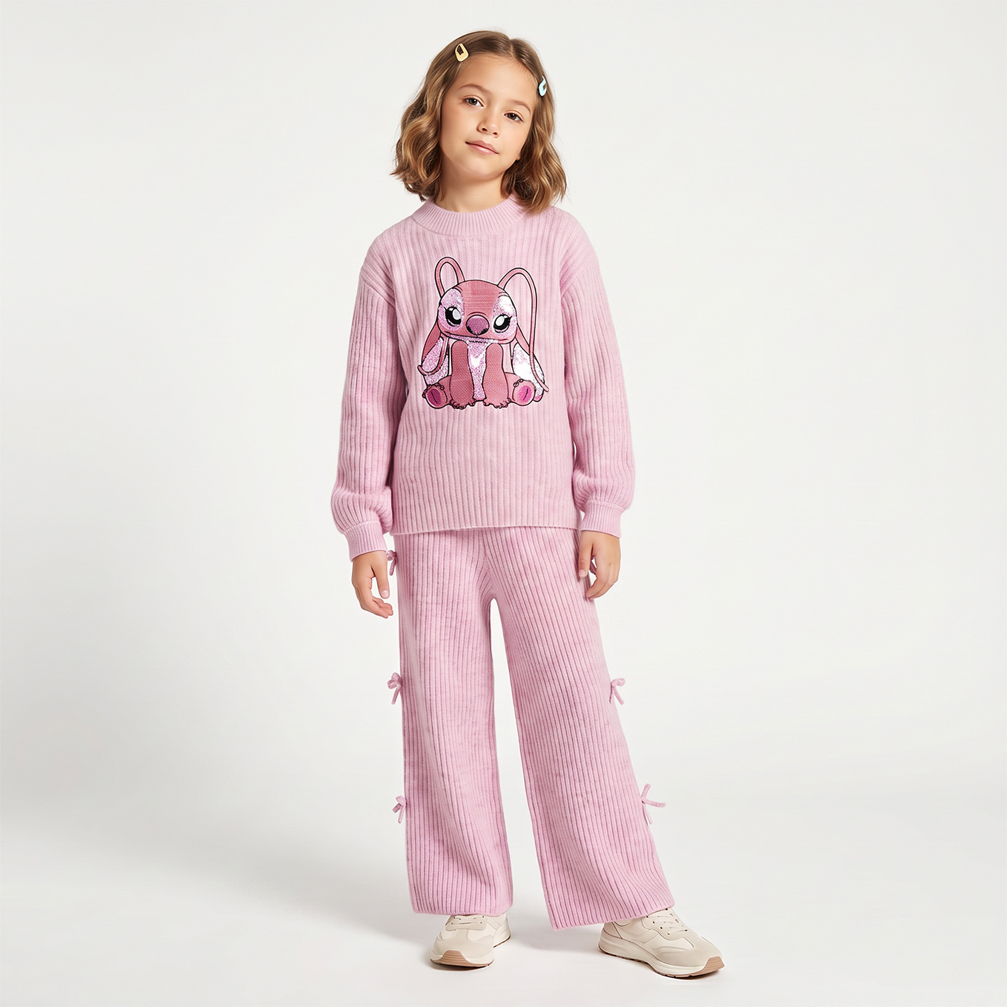 طقم بنطلون وكنزة بأكمام طويلة ورقبة ضيقة وزخارف آنجل من ديزني-girls-clothing-setsandcoords-image-1