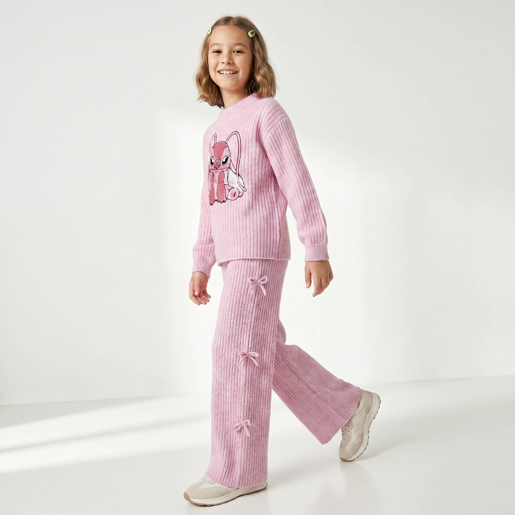 طقم بنطلون وكنزة بأكمام طويلة ورقبة ضيقة وزخارف آنجل من ديزني-girls-clothing-setsandcoords-image-2