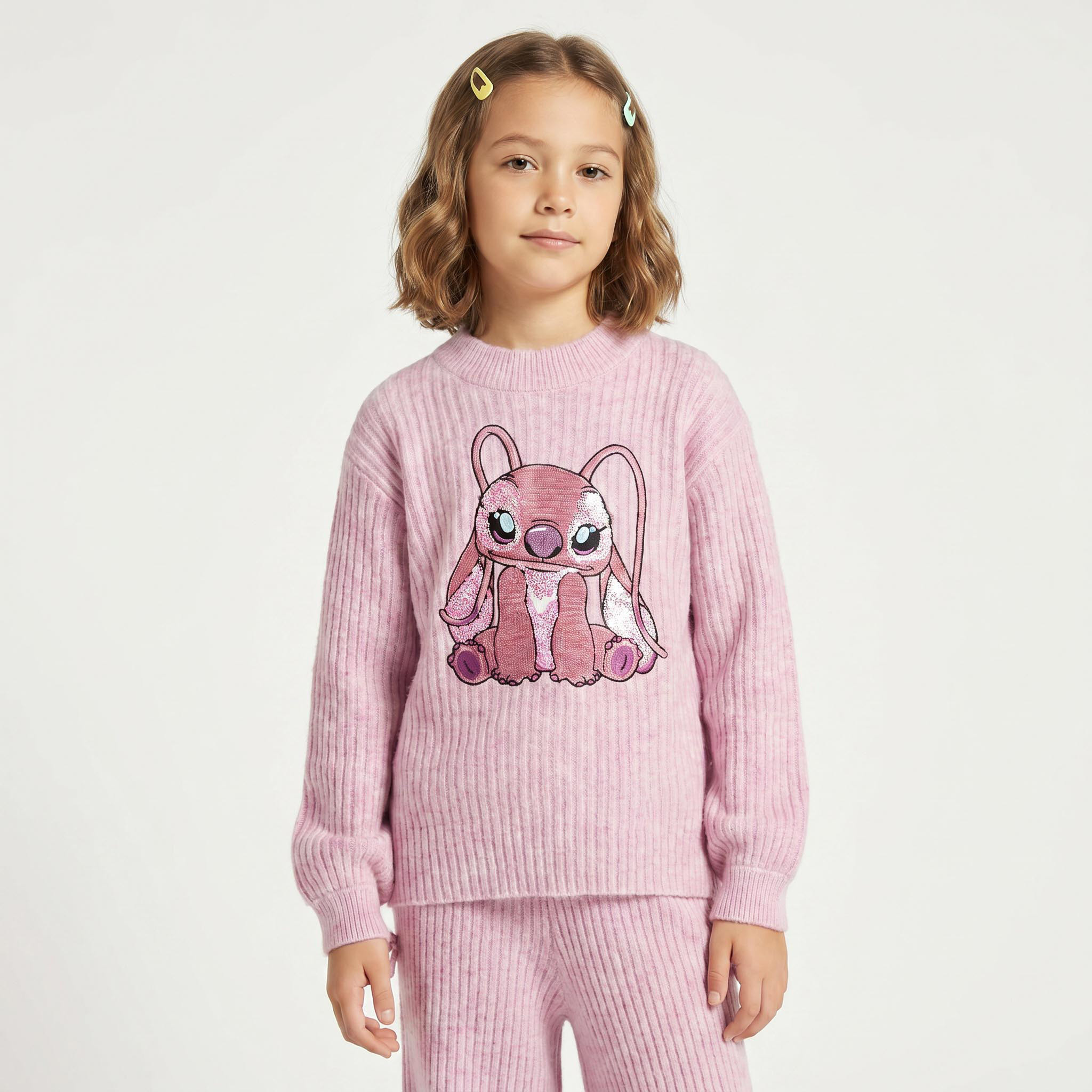 طقم بنطلون وكنزة بأكمام طويلة ورقبة ضيقة وزخارف آنجل من ديزني-girls-clothing-setsandcoords-image-6