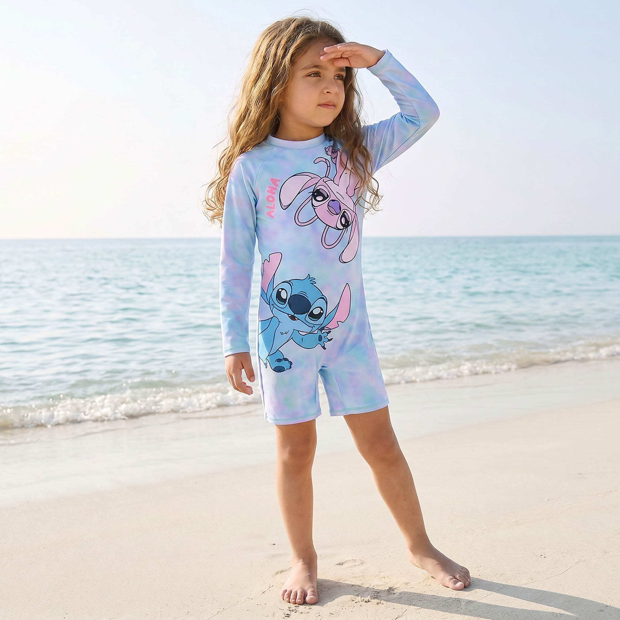 Disney Girls Stitch and Angel Print Swimsuit-girls-clothing-sportswear-swimwear-image-4